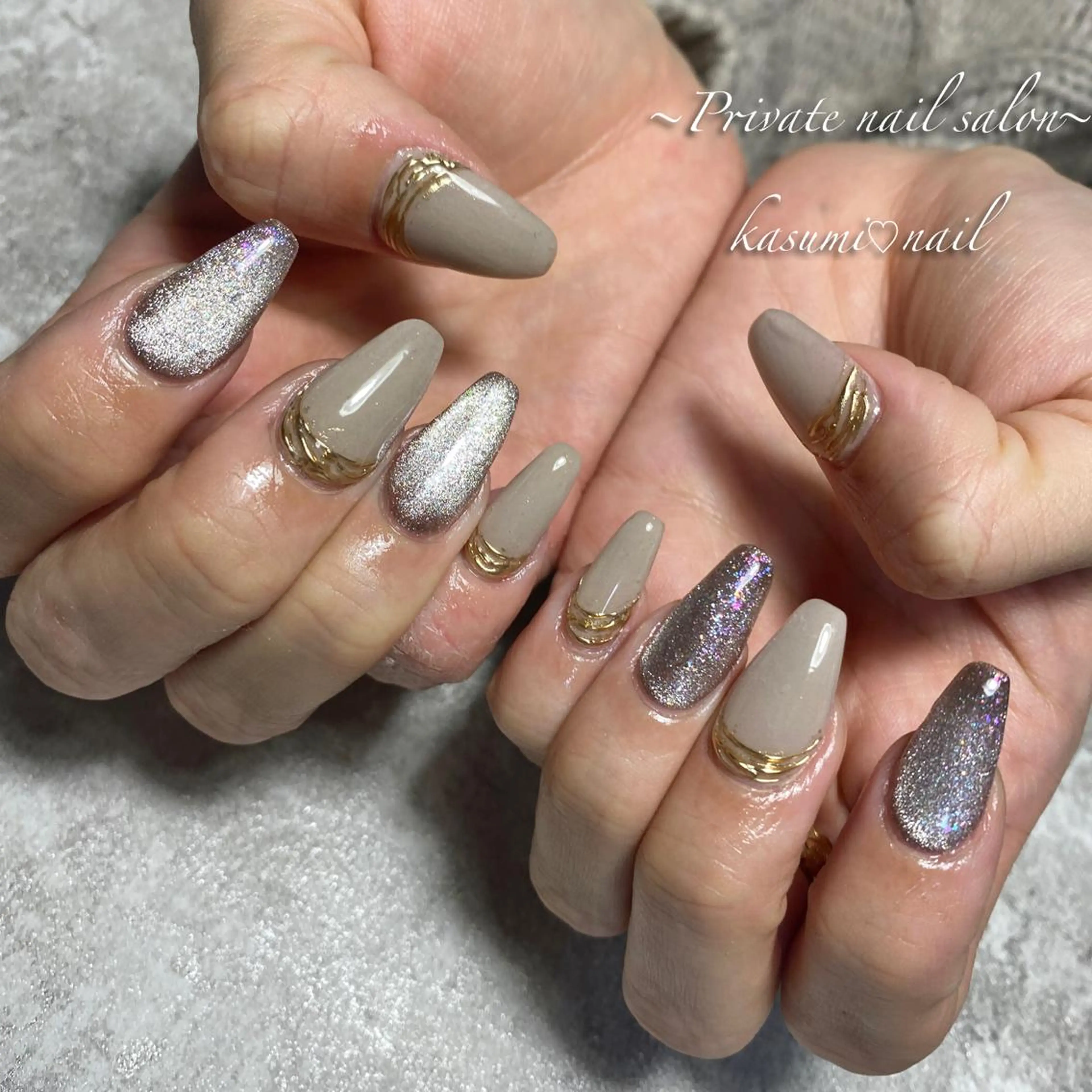 ネイル マグネットネイル ミラーネイル ニュアンスネイル KASUMI♡ Nailのネイルデザイン