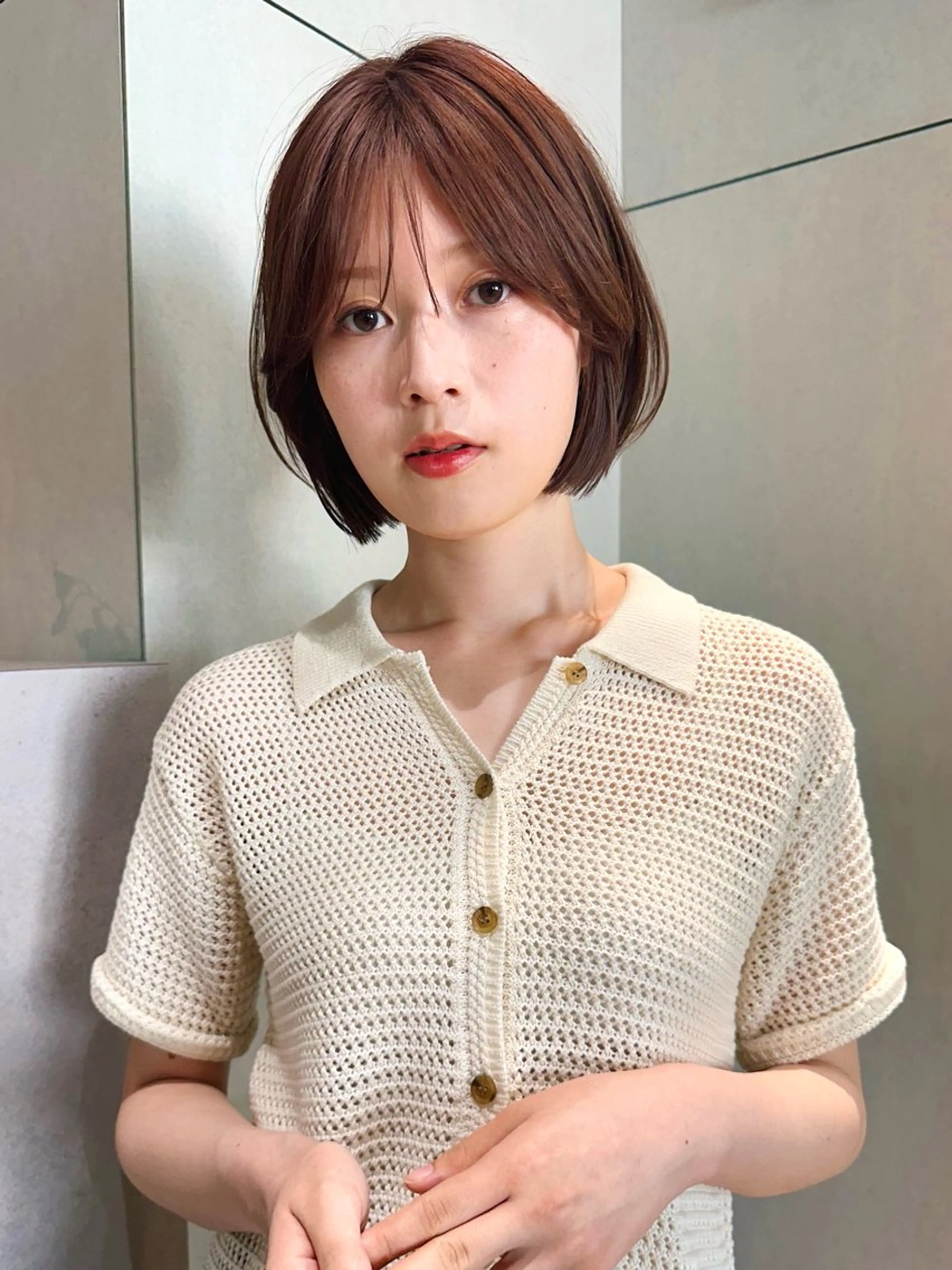 ショート カラー パーマ kazuki【顔周り ×レイヤーカット】のヘアスタイル