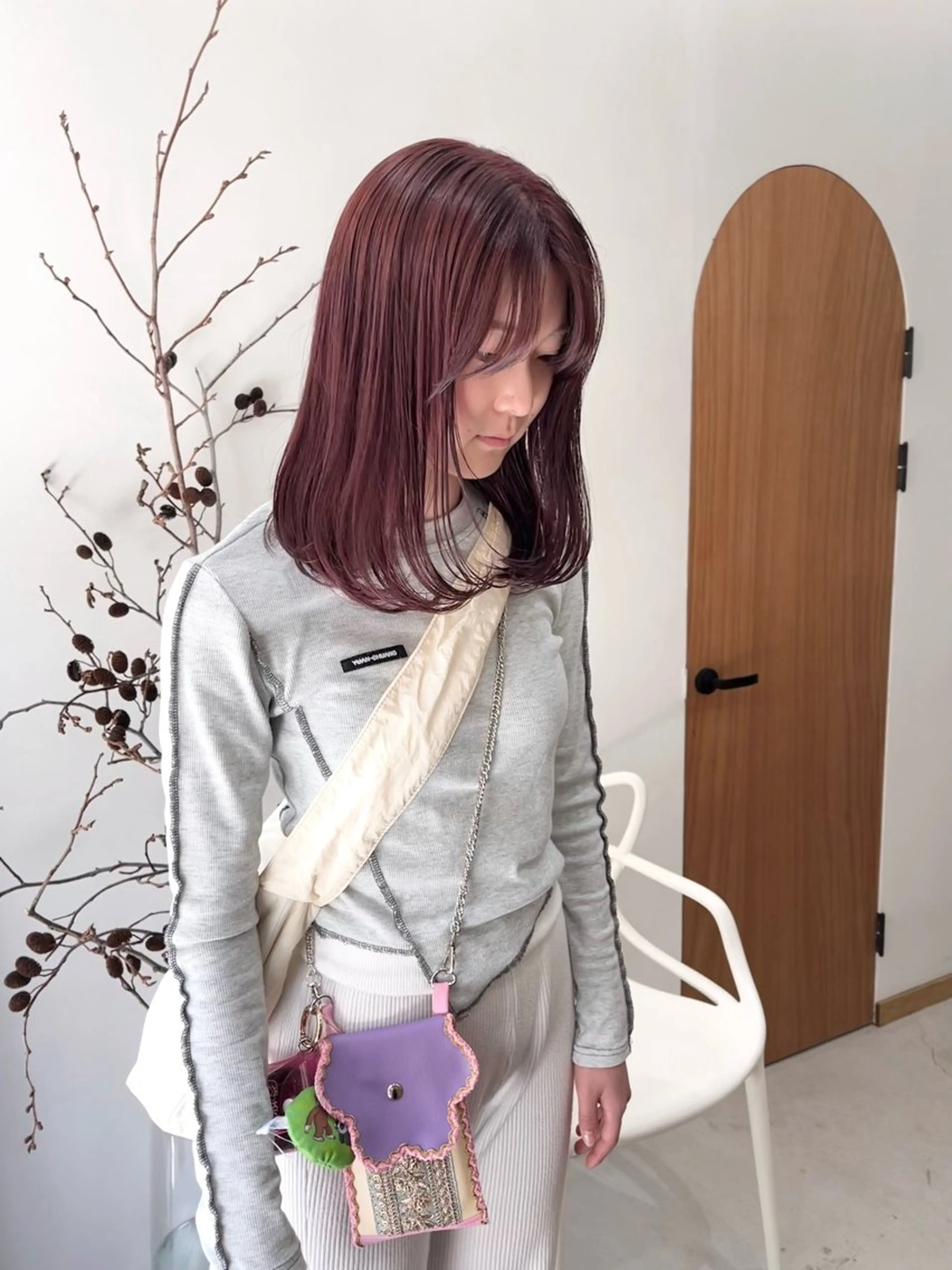 ミディアム カラー ヘアアレンジ ブリーチ ダブルカラー ブリーチなしカラー ena/ブリーチなし 透明感・レイヤー🎀のヘアスタイル