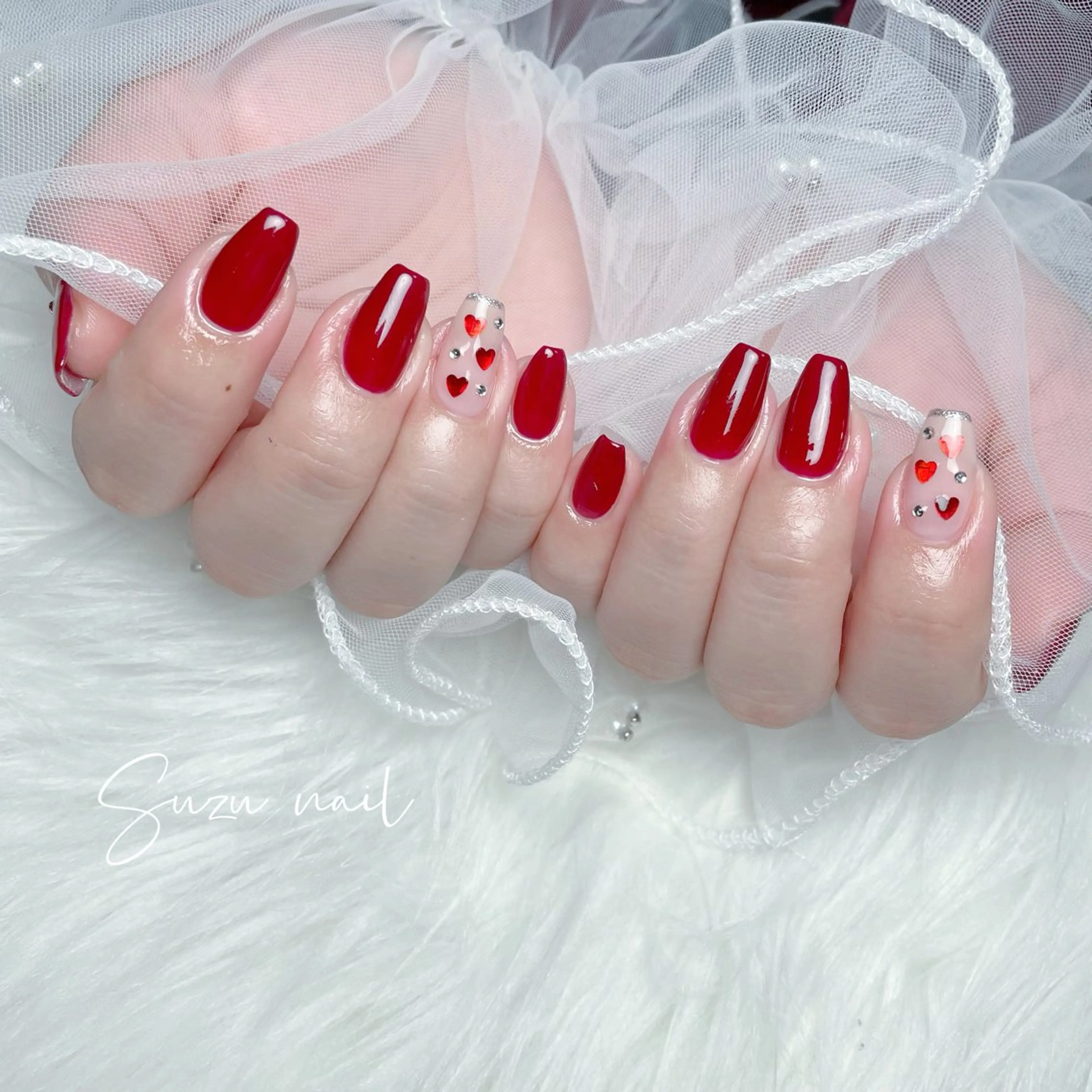 ネイル ハート ハンドネイル ✨Suzu nail✨のネイルデザイン