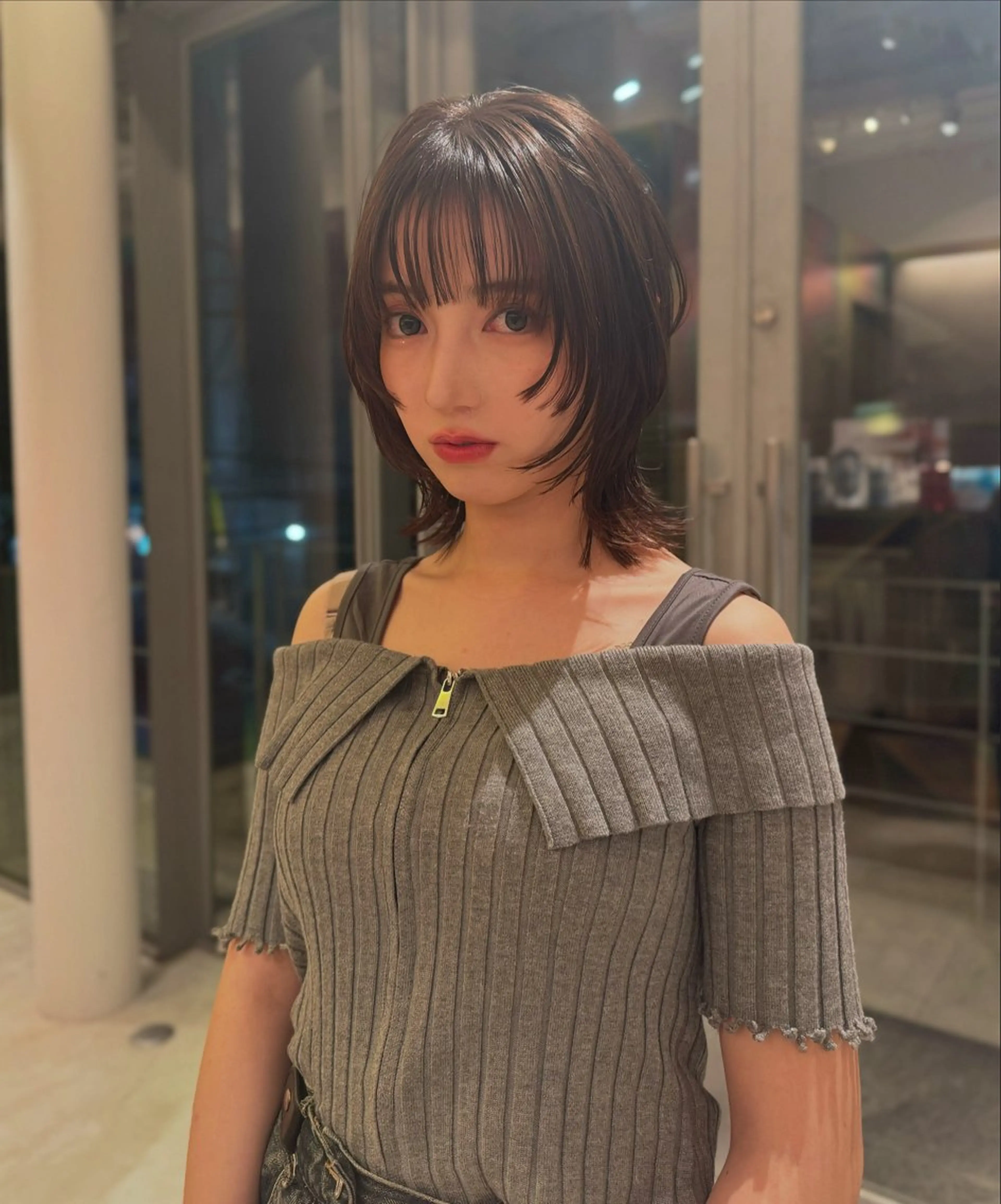 ミディアム カット ヘアカラー 似合わせボブ/ 大人ボブ🩵しおのヘアスタイル