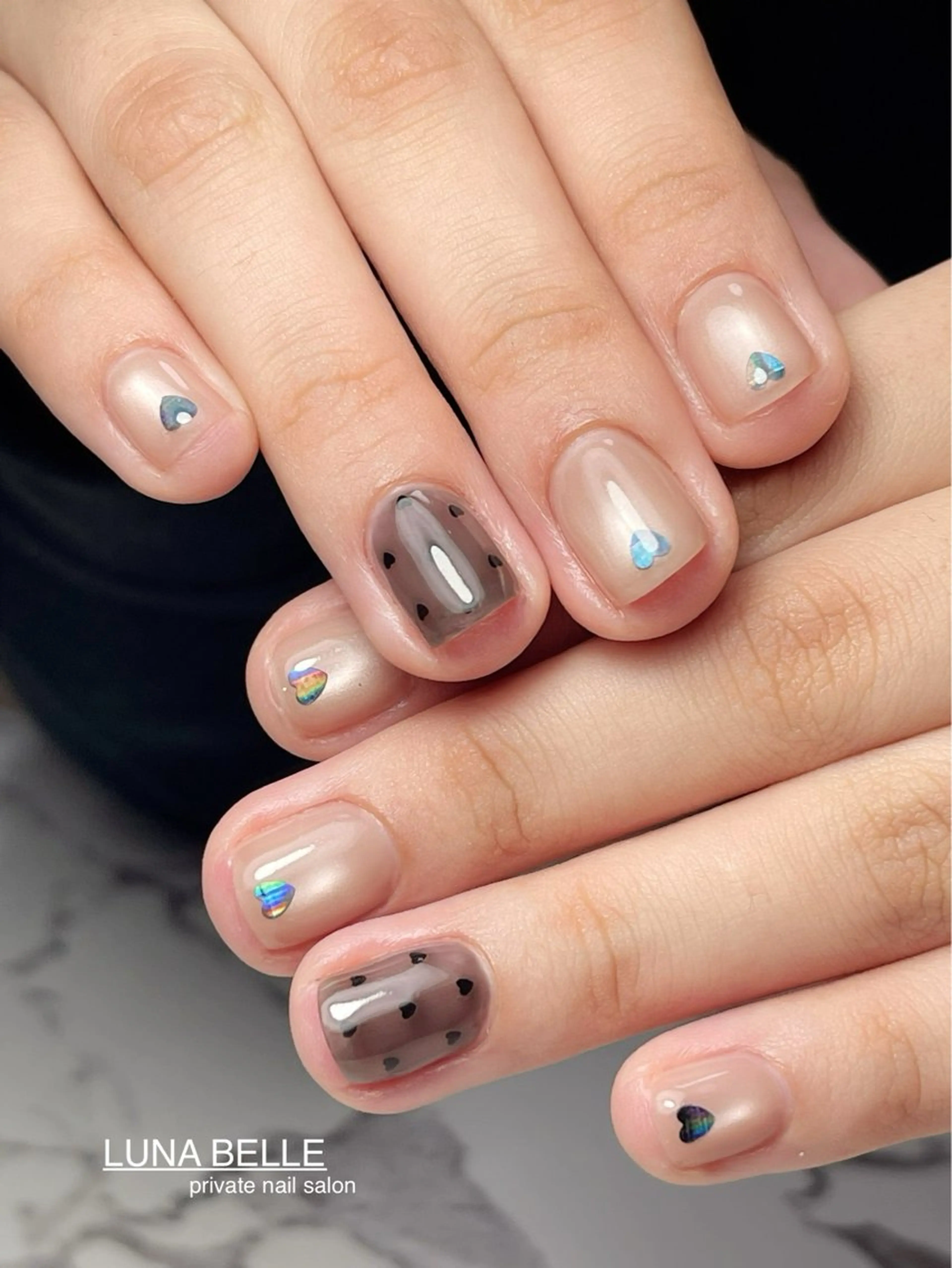 ネイル ハート マグネットネイル ハンドネイル LUNA BELLEのネイルデザイン