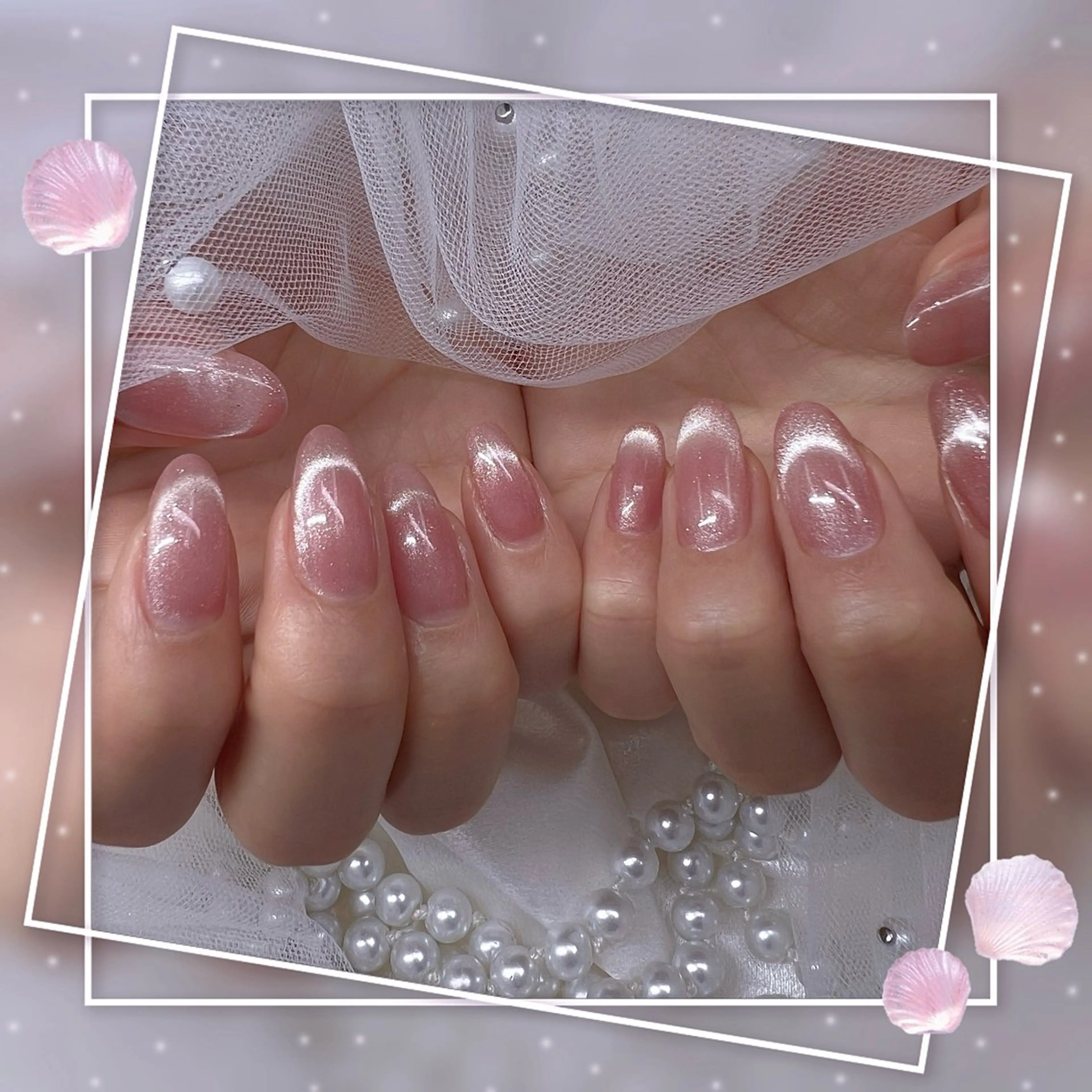 ネイル チークネイル ガーリー グラデーション マグネットネイル ピンク ハンドネイル ハンドケア Chill Nailsalonのネイルデザイン