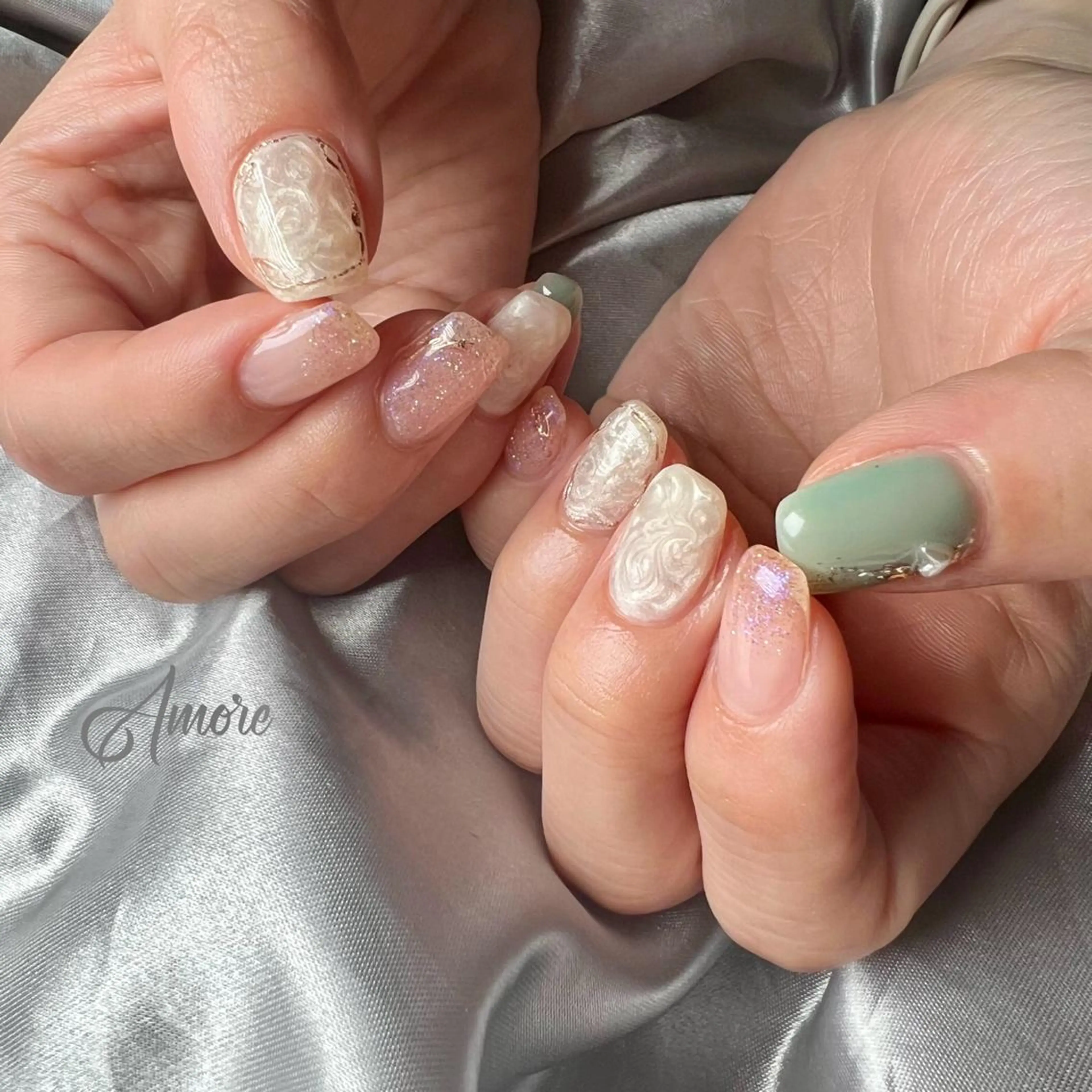 ネイル ジェルネイル 韓国ネイル ミラーネイル オフィスネイル パラジェル You kyehwaのネイルデザイン