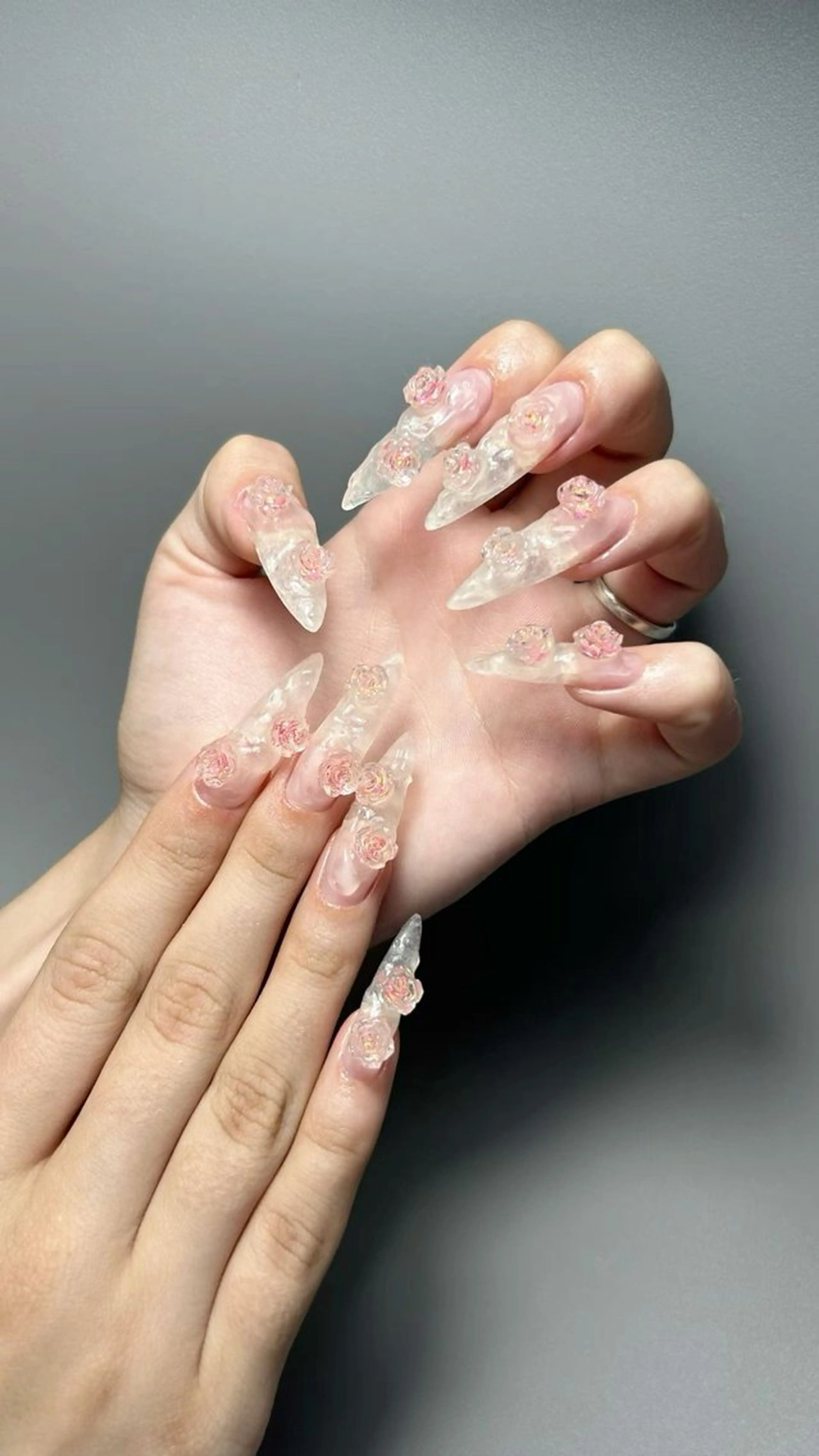 ネイル チークネイル 長さ出し フレンチネイル ジェルネイル 韓国ネイル ハンドネイル Any nail新大久保店のネイルデザイン