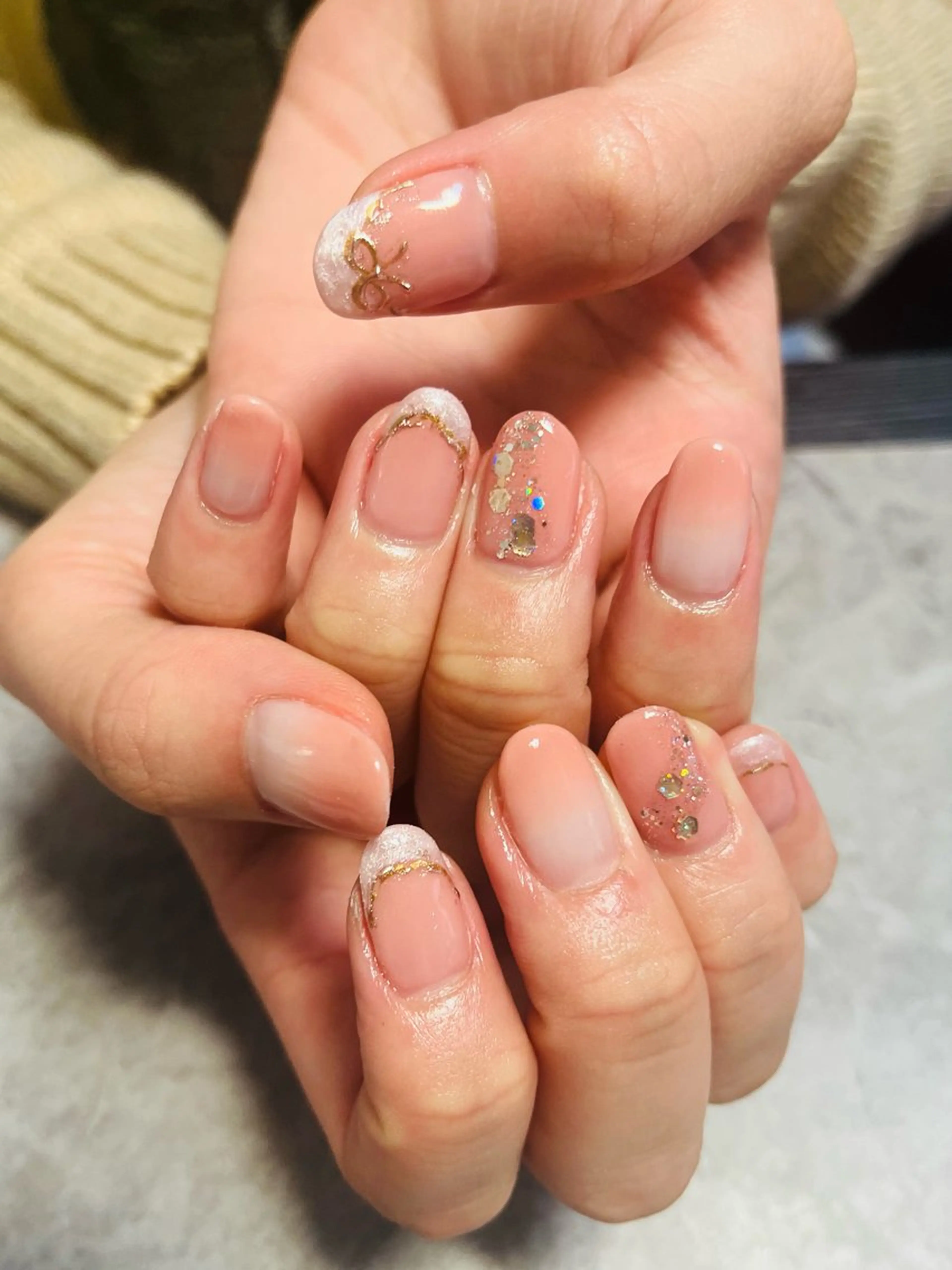 ネイル ピンク ブライダルネイル ハンドネイル ハンドケア ベテランネイル cnc  nailのネイルデザイン