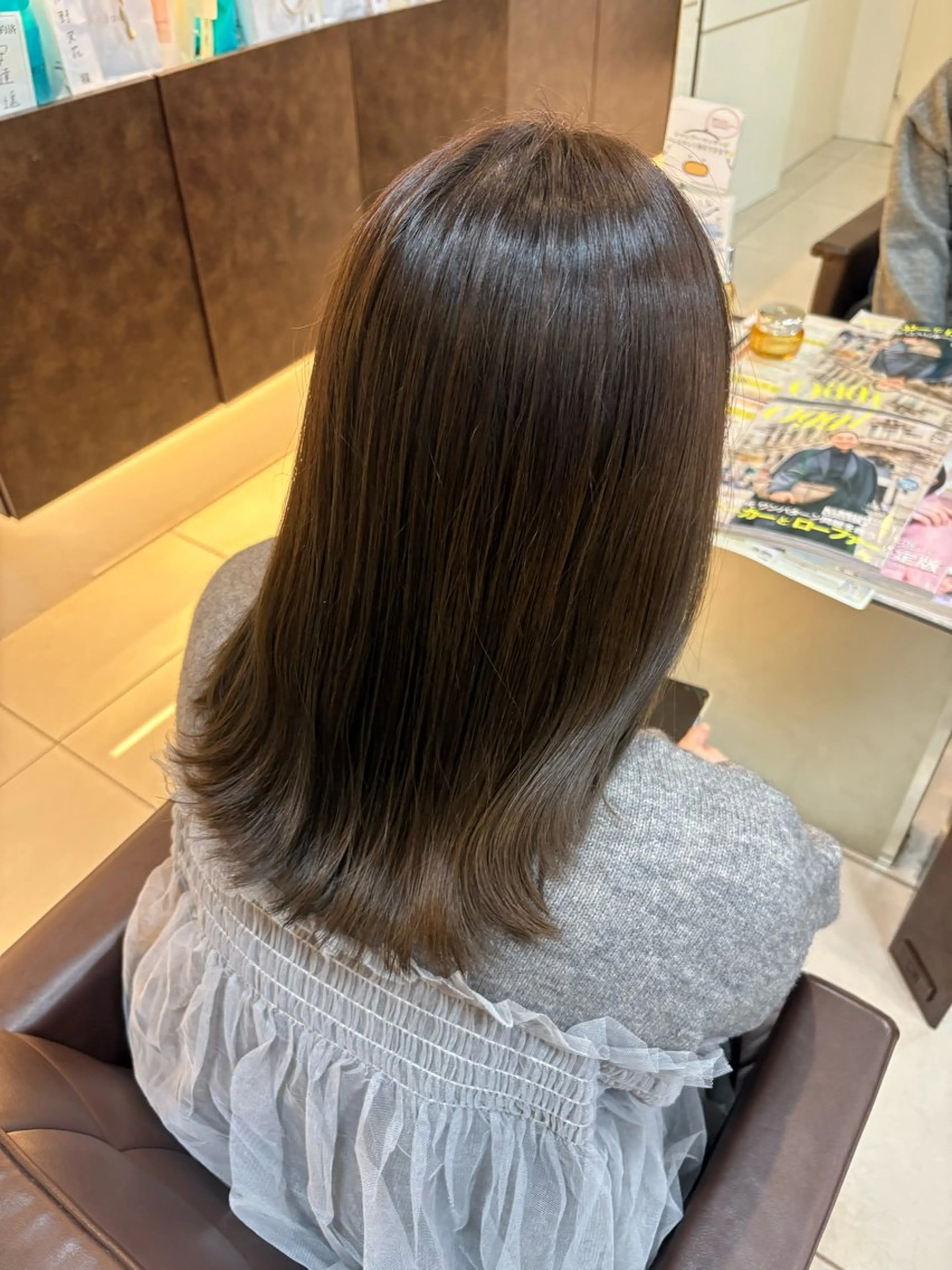 セミロング カラー 🤎韓国ヘア ベージュ まゆか🤎のヘアスタイル