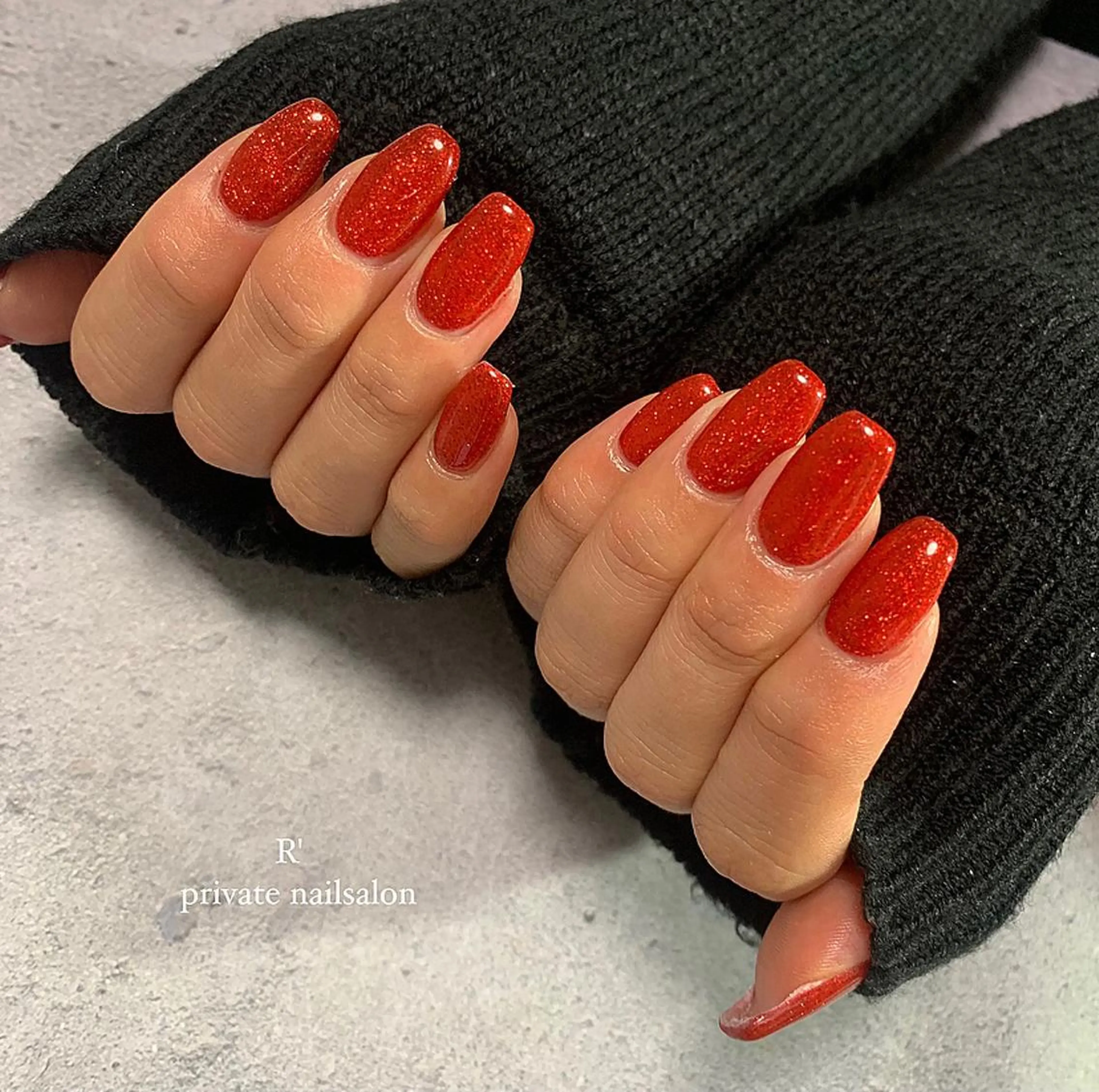 ネイル ラメ(グリッター) 赤色 冬ネイル クリスマス Bersinar nail(rina)のネイルデザイン