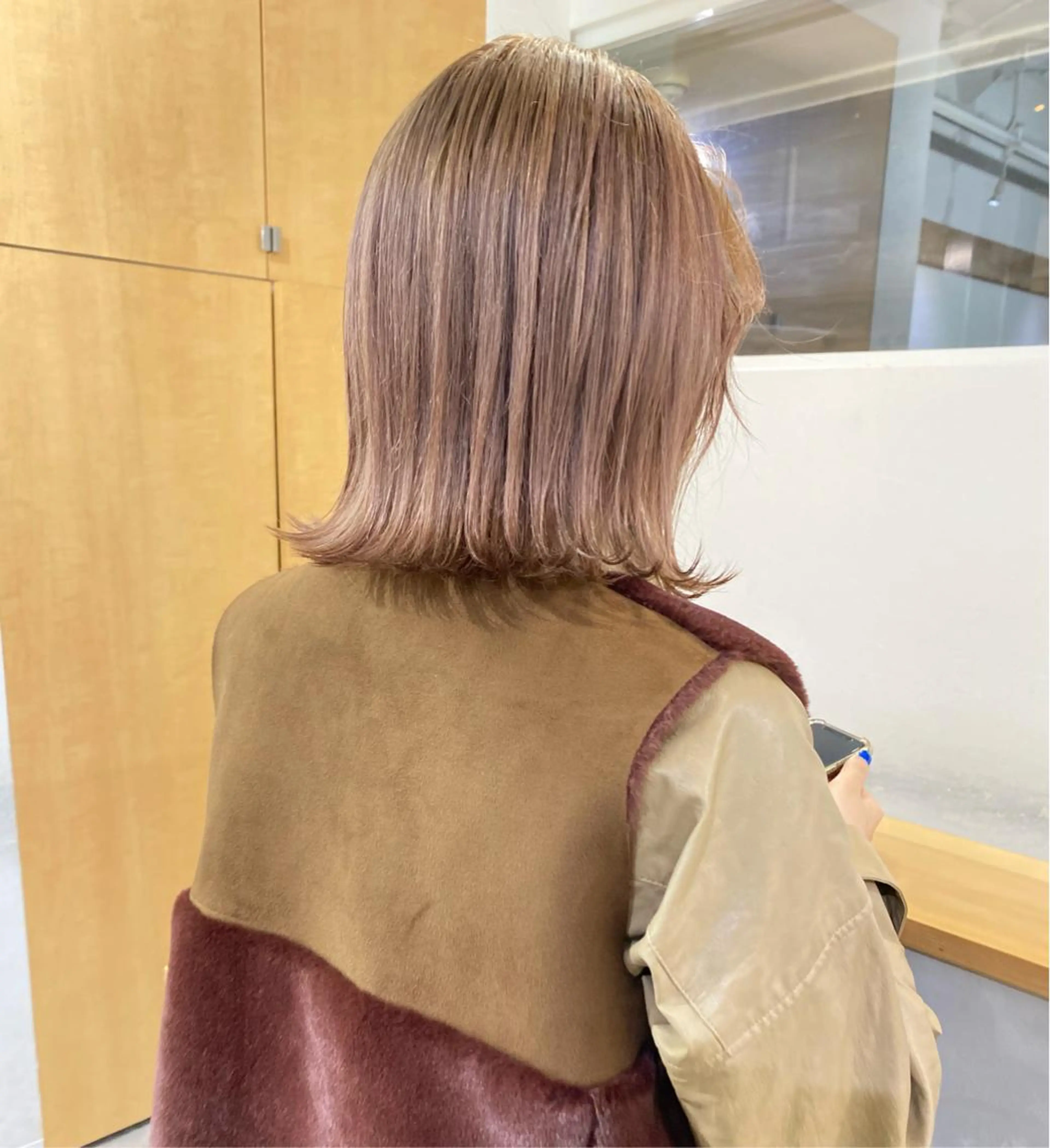 ミディアム カラー ベージュカラー ピンクカラー ピンクベージュ ヘアカラー 森貴裕/ベージュ/ パーマ/オリーブのヘアスタイル