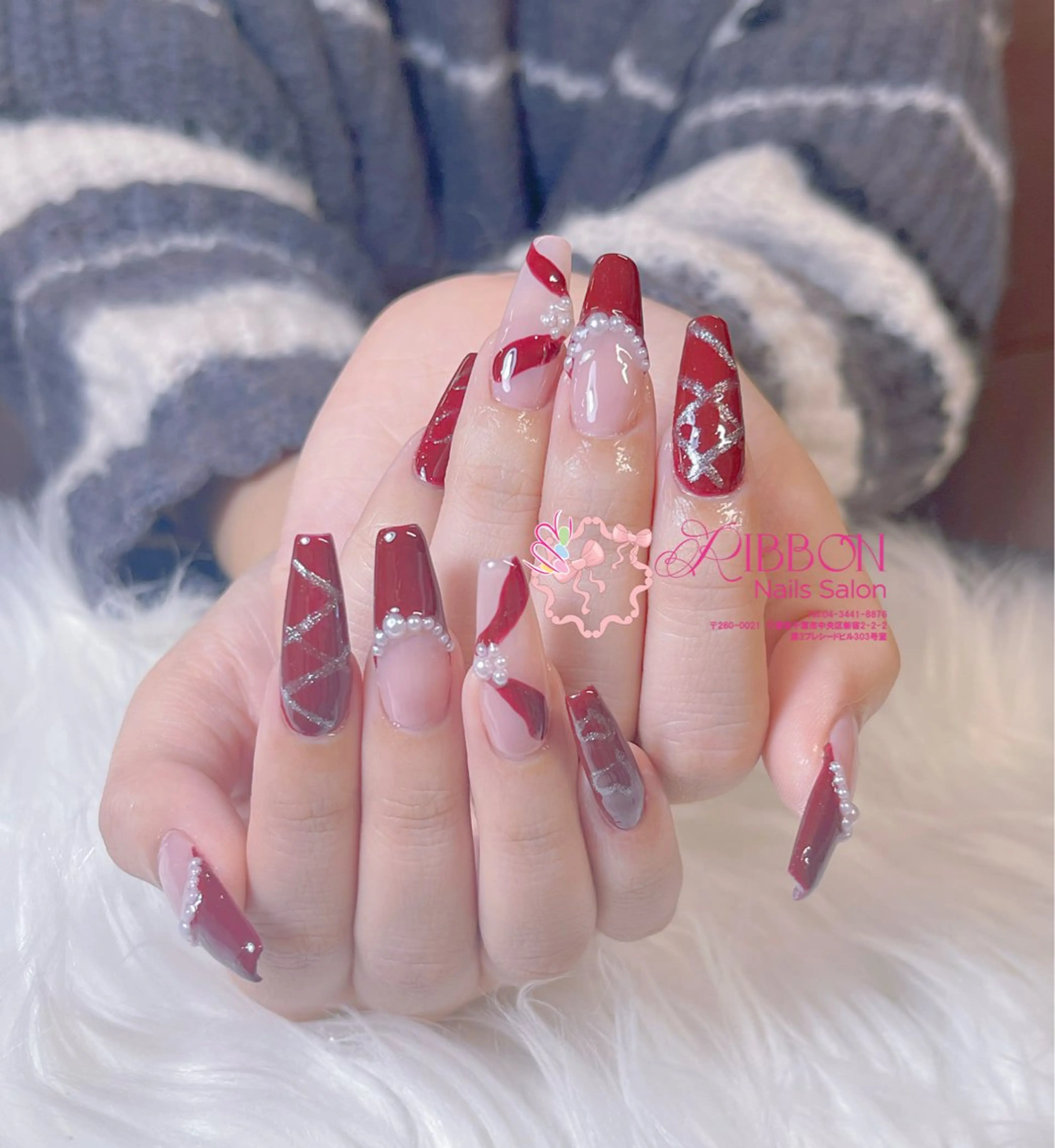 ネイル フレンチネイル ジェルネイル マグネットネイル 持ち込み ニュアンスネイル ハンドネイル Ribbonnail salonのネイルデザイン