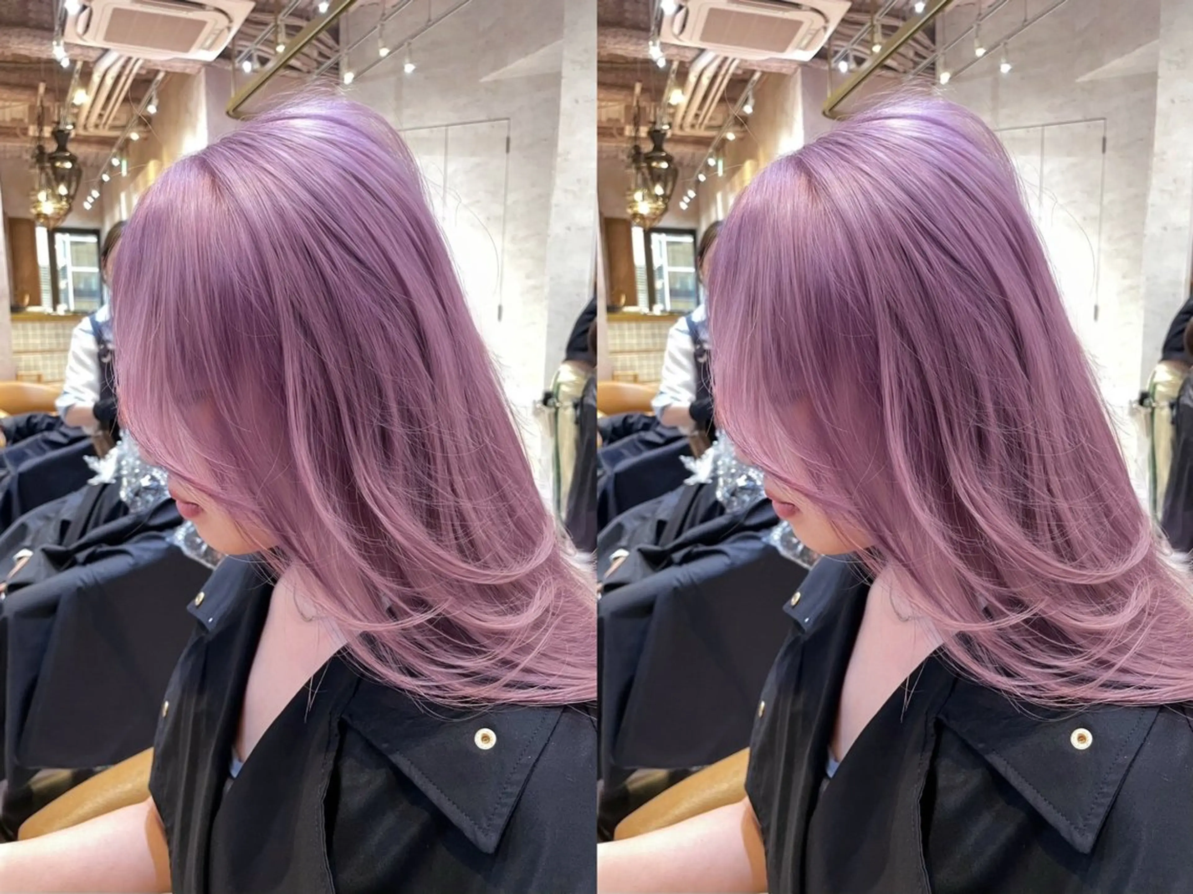 ロング カラー ゆらんちょ/ブリーチ 無w/縮毛矯正/暖色のヘアスタイル