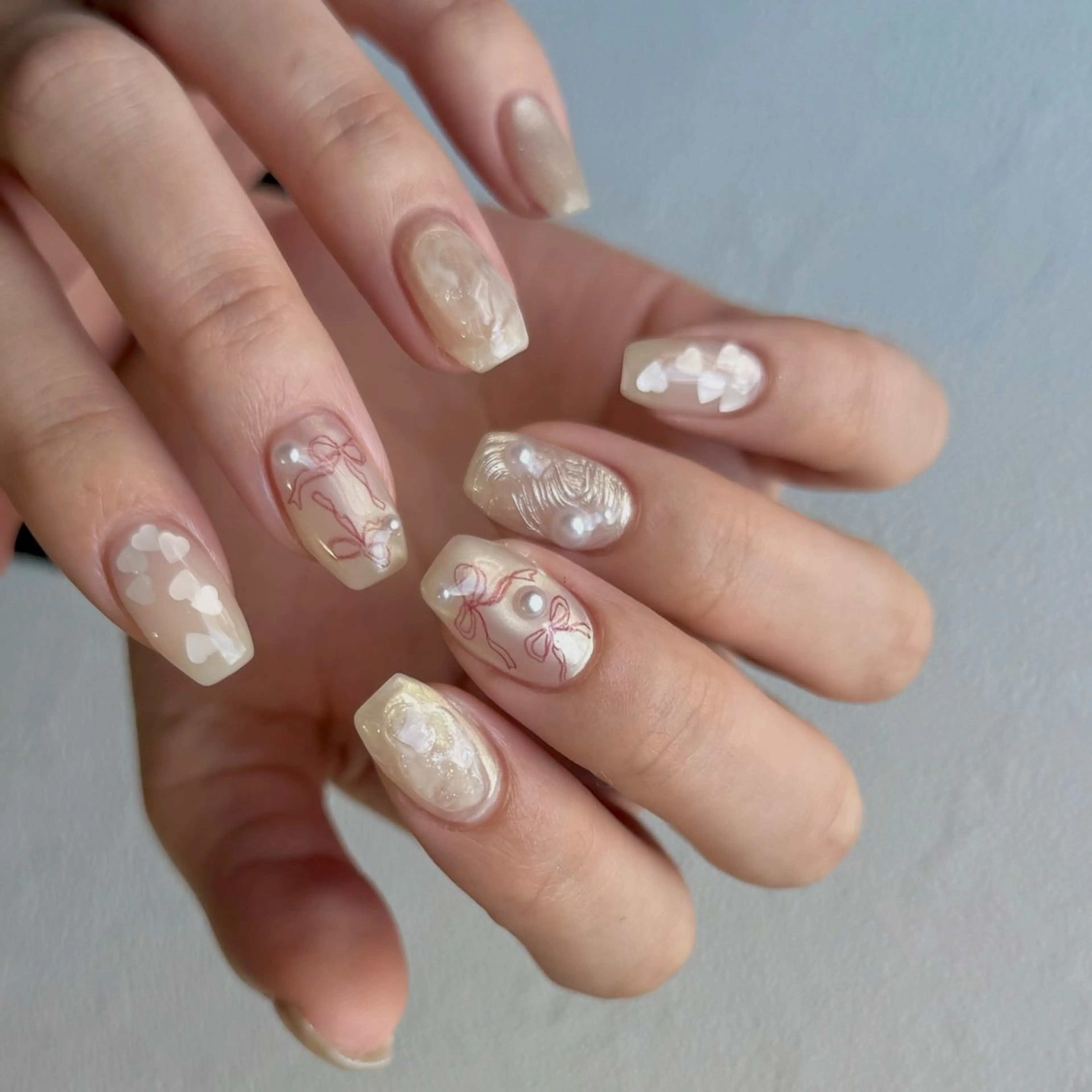 ネイル アートネイル ジェルネイル ハート 持ち込み ニュアンスネイル ハンドネイル norme_ akiのネイルデザイン