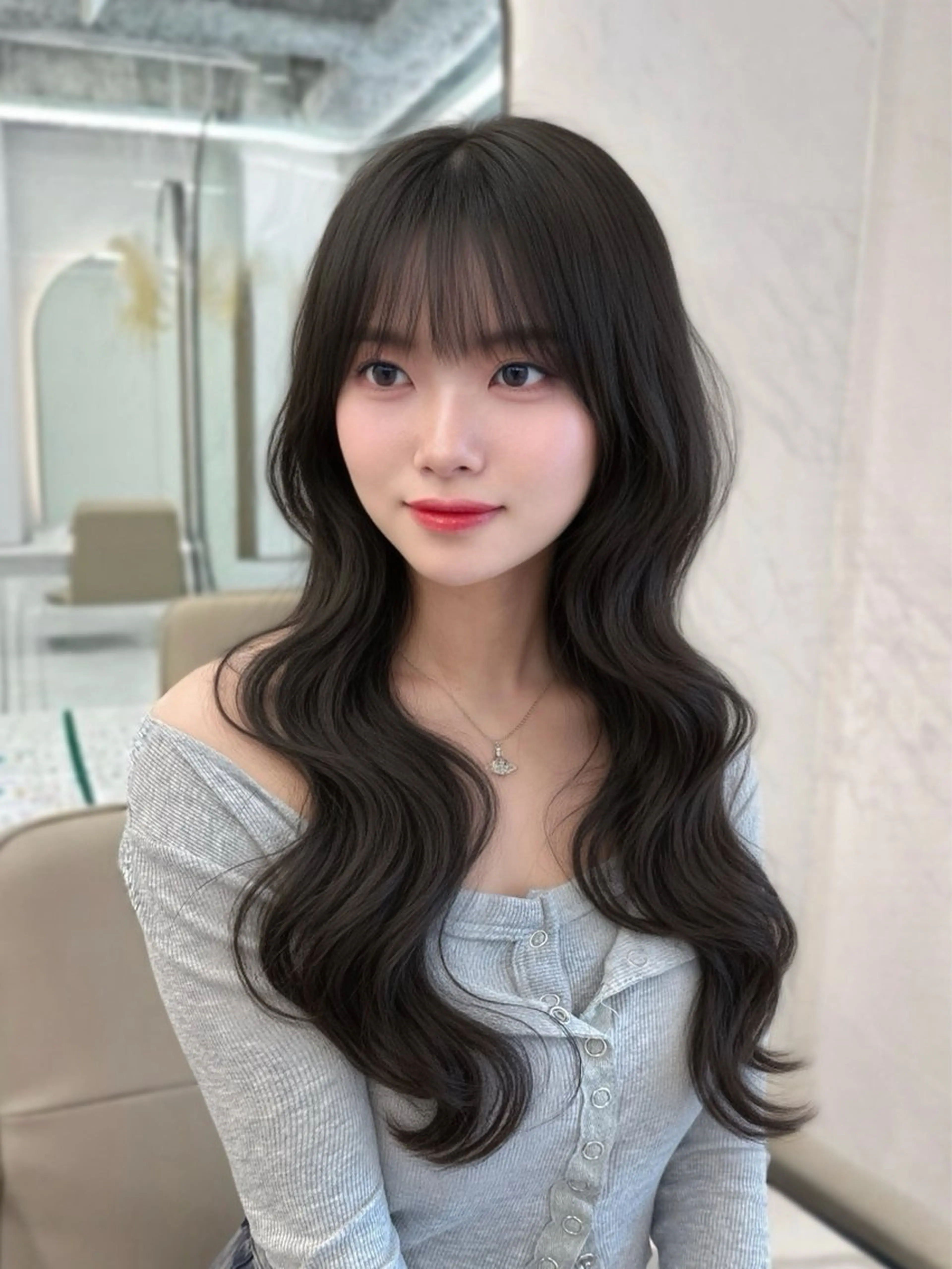 ロング のり🐼顔まわり/ 韓国/レイヤーカットのヘアスタイル