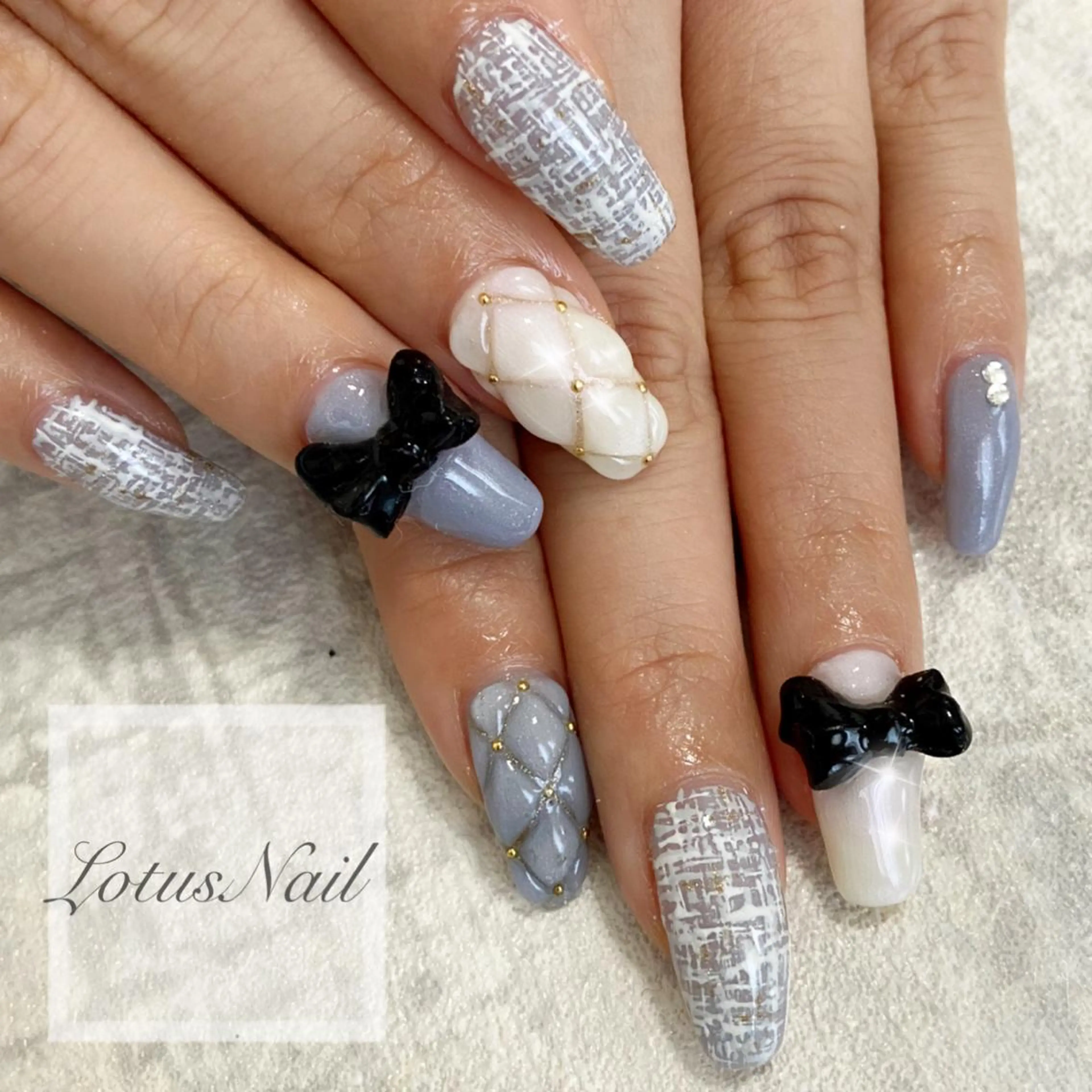 ネイル ジェルネイル ツイードネイル Lotus Nailのネイルデザイン