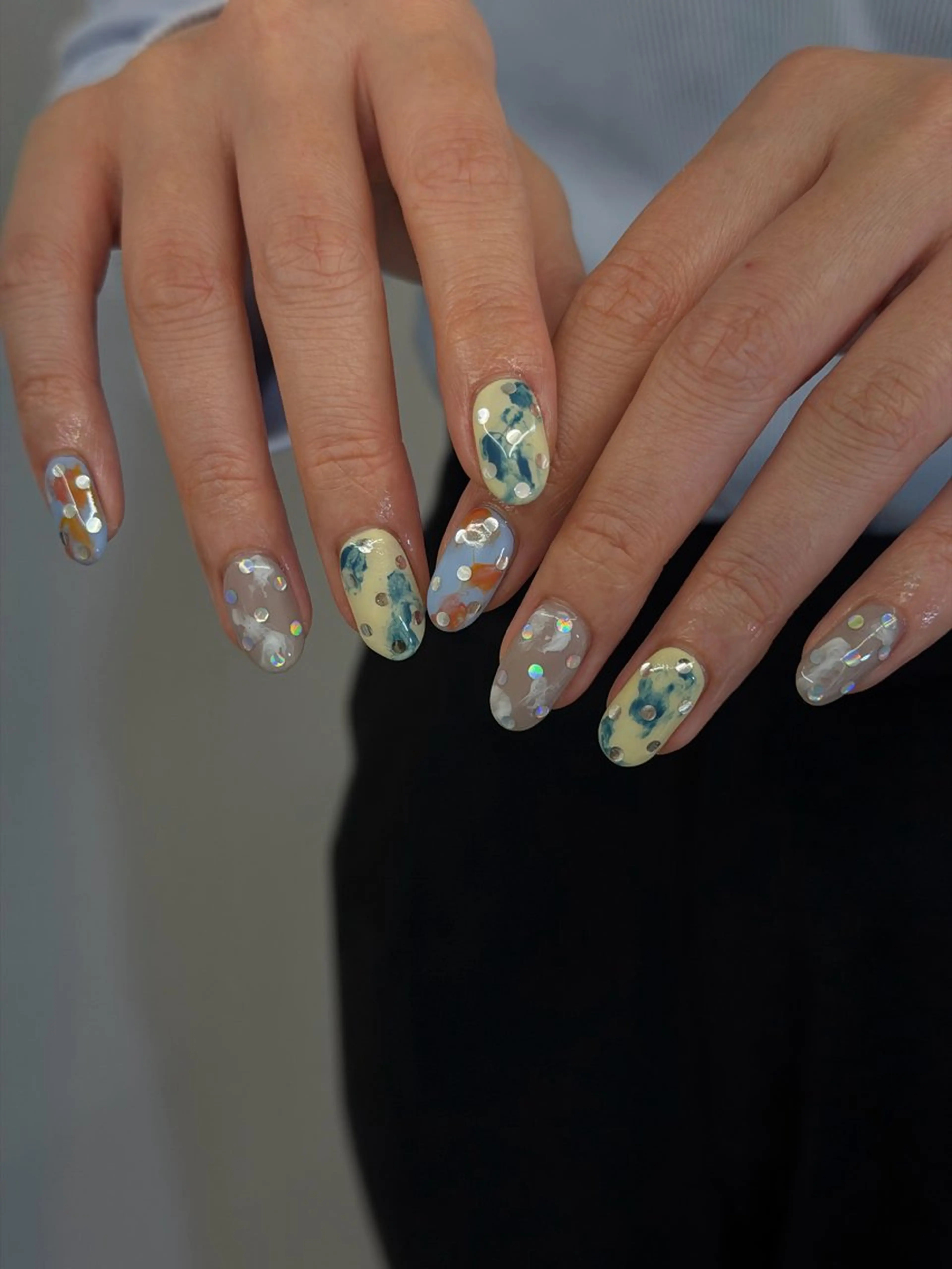 ネイル ドット ジェルネイル キラキラネイル マグネットネイル ニュアンスネイル ハンドネイル ハンドケア Bana_ Nailのネイルデザイン