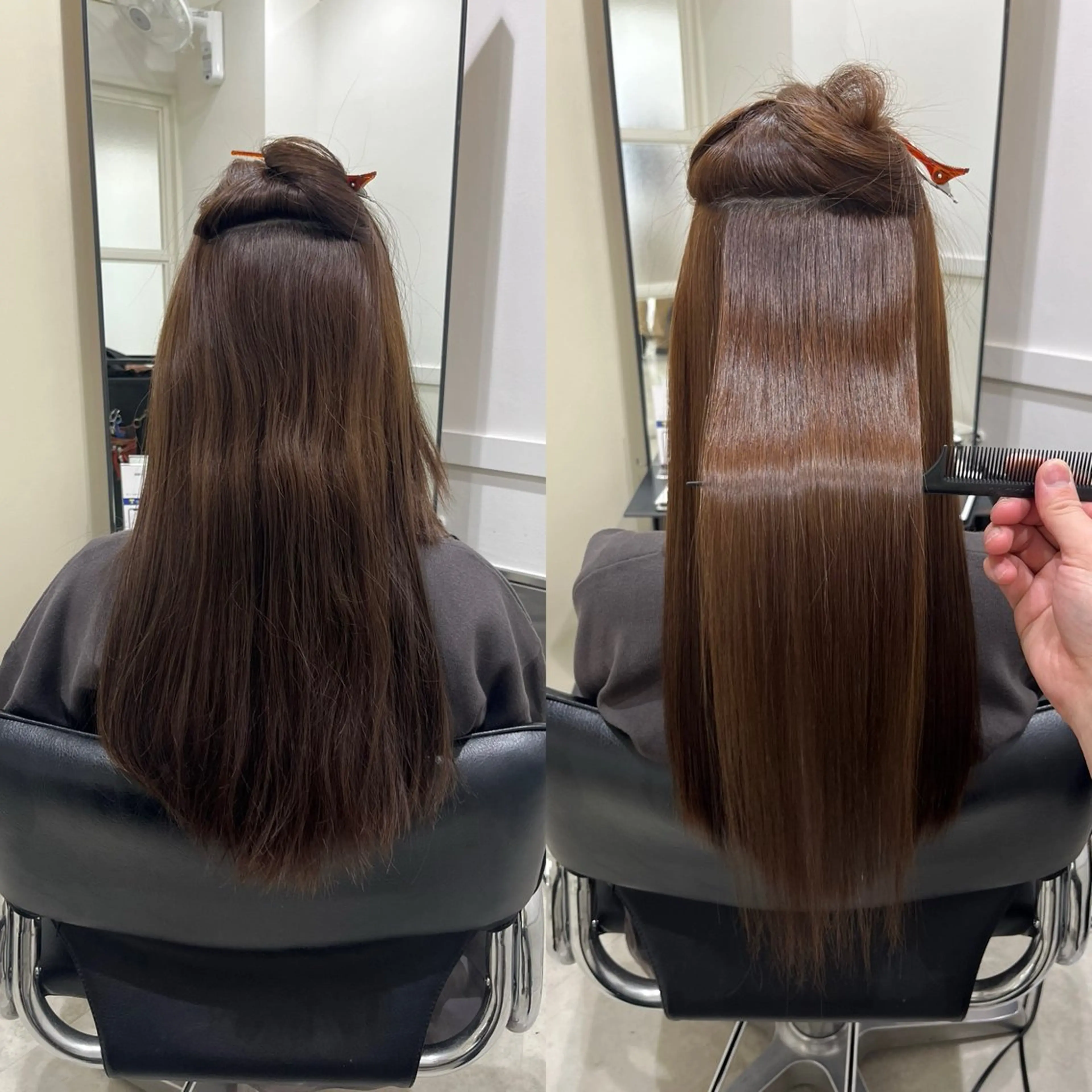 ロング レイヤーと縮毛矯正 で生きてる美容師のヘアスタイル