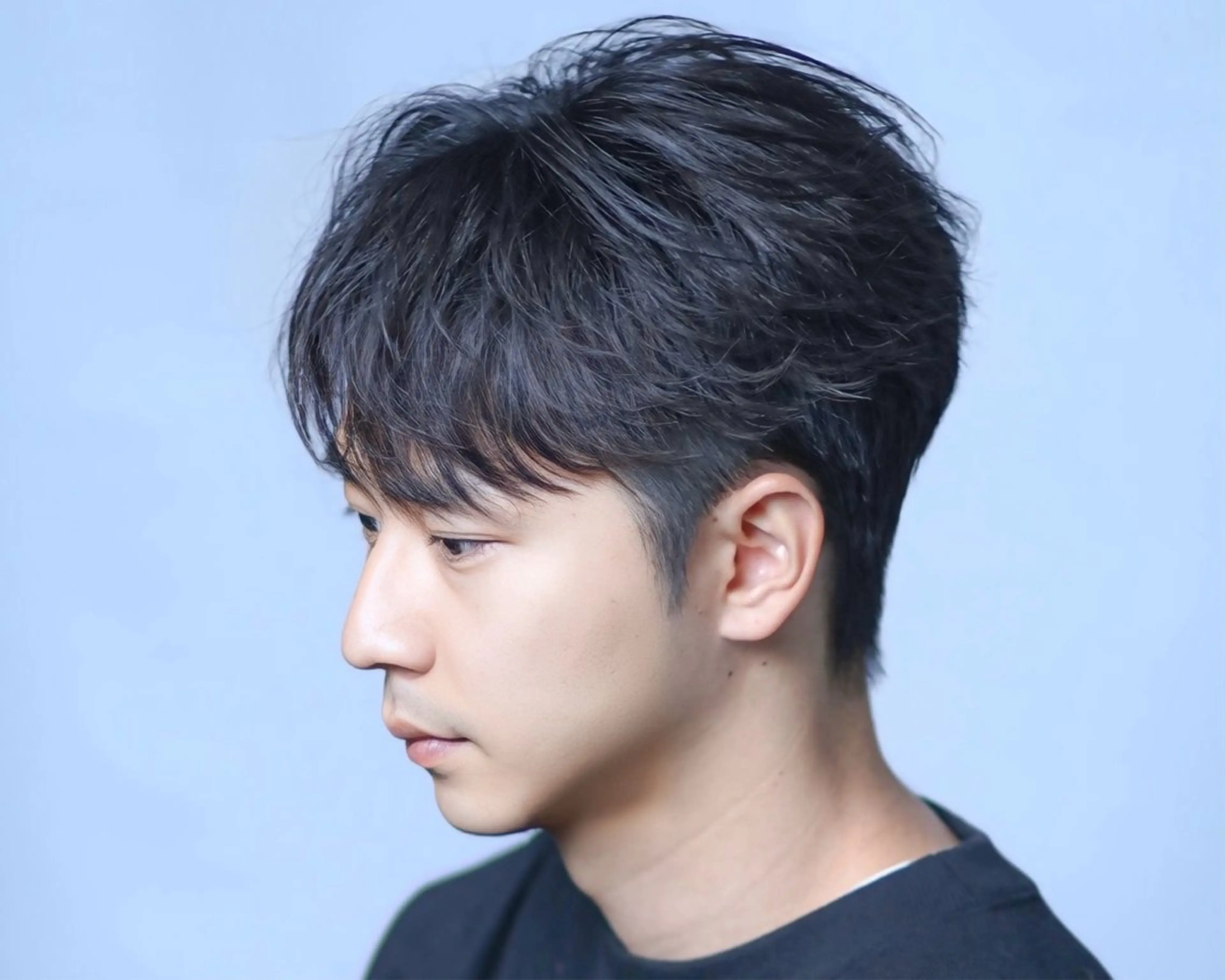 ショート パーマ メンズ センターパート フェザーパーマ メンズパーマ カット パーマ ヘアセット 【メンズパーマ】 I-LANDのヘアスタイル