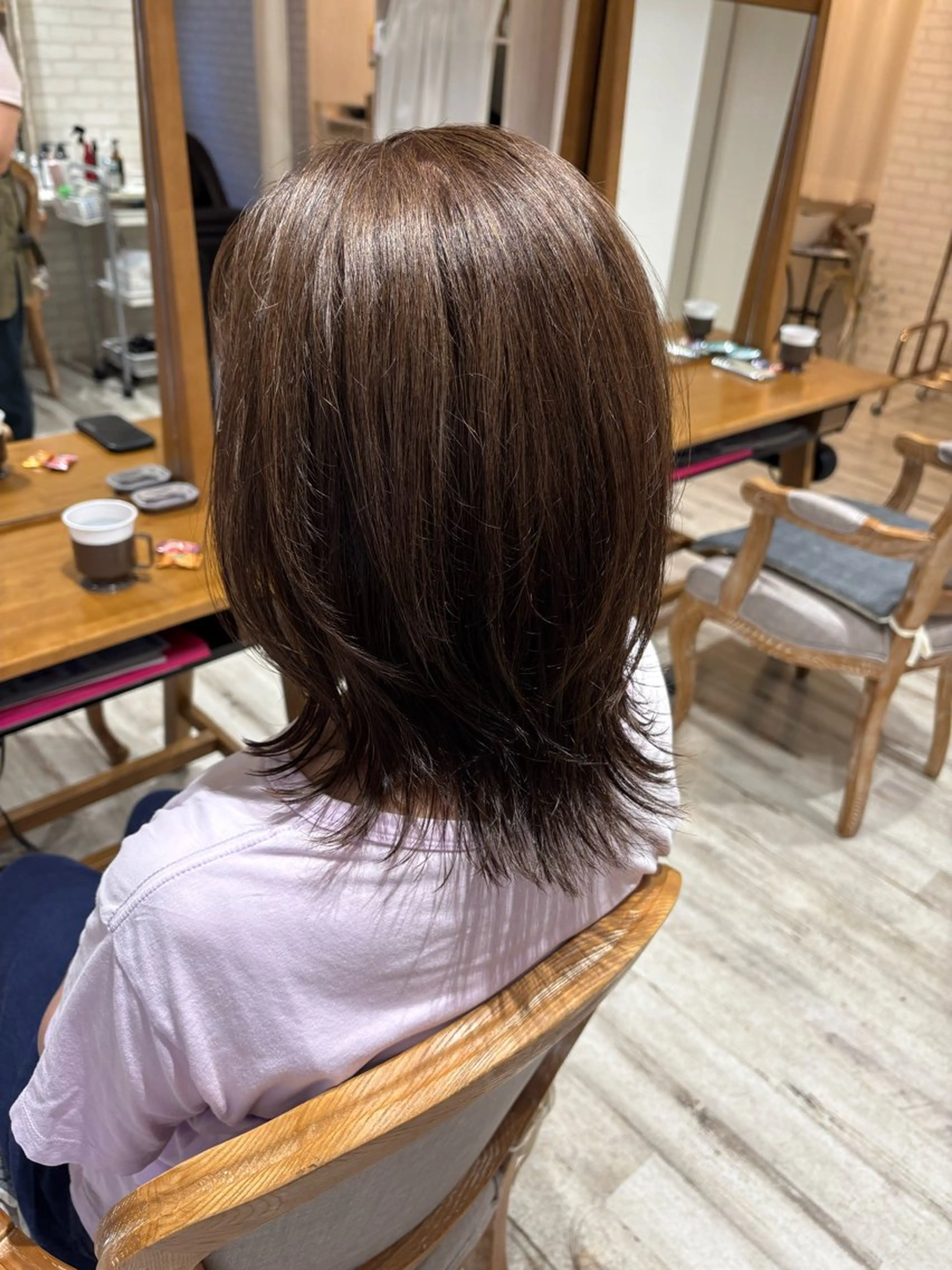 ミディアム カラー カット ヘアカラー トリートメント 透明感/韓国風 HIRARIのヘアスタイル