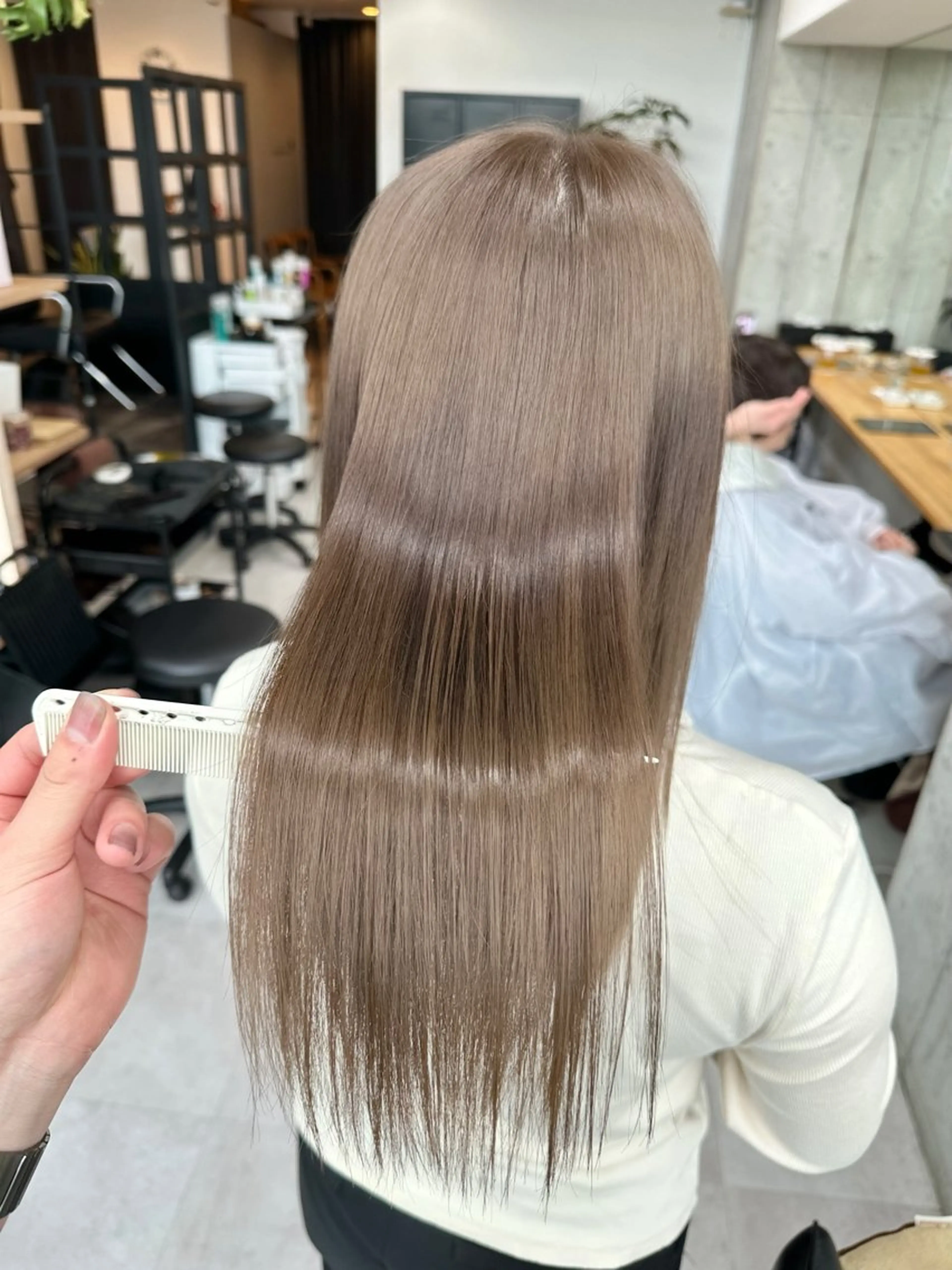 セミロング カット ヘアカラー トリートメント ✨透明感カラー/縮毛 恵比寿HAYATO✨のヘアスタイル