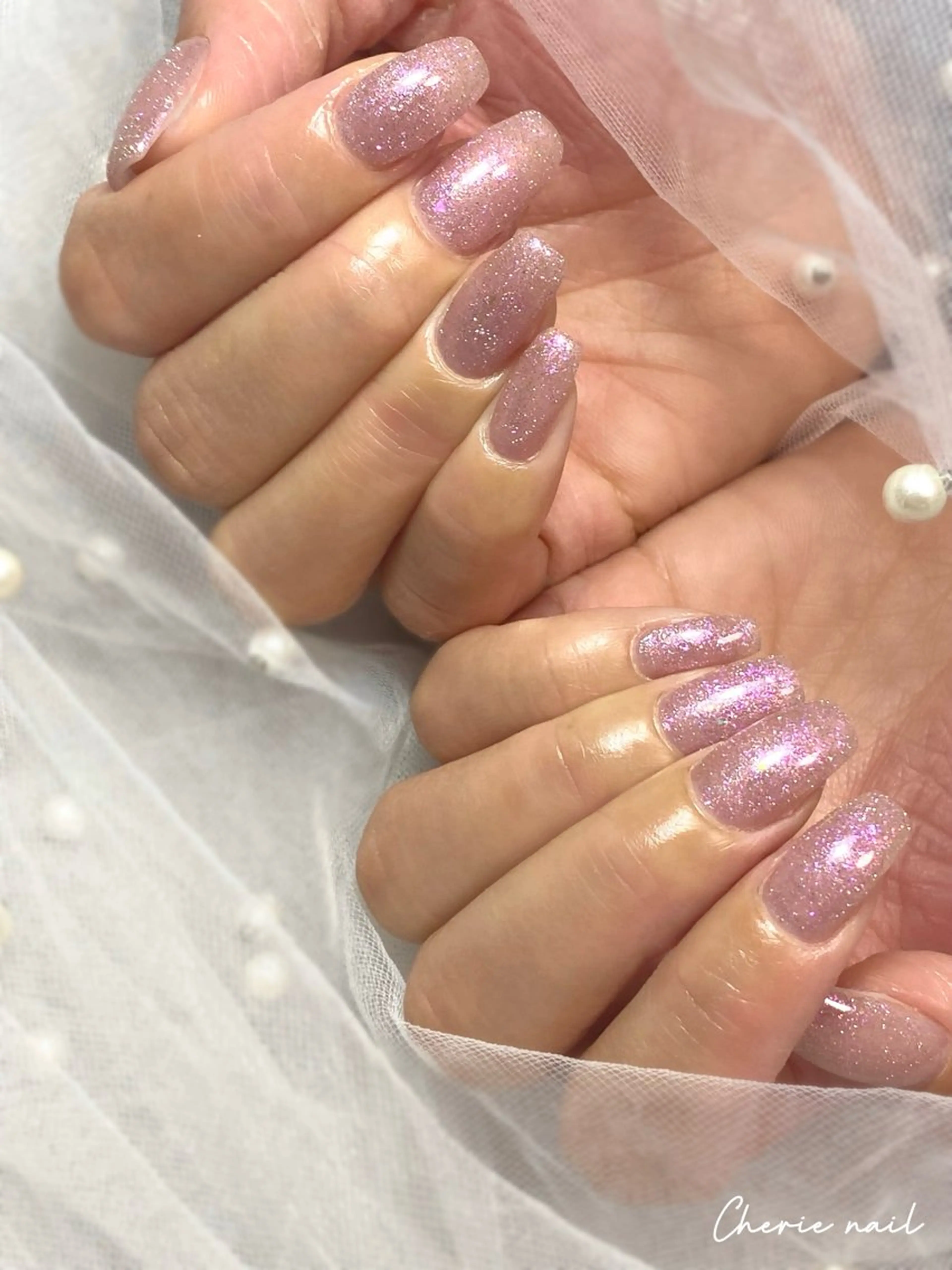 ネイル フラッシュネイル ジェルネイル ラメ(グリッター) オフィスネイル ワンカラーネイル ハンドネイル Cherienail yunaのネイルデザイン