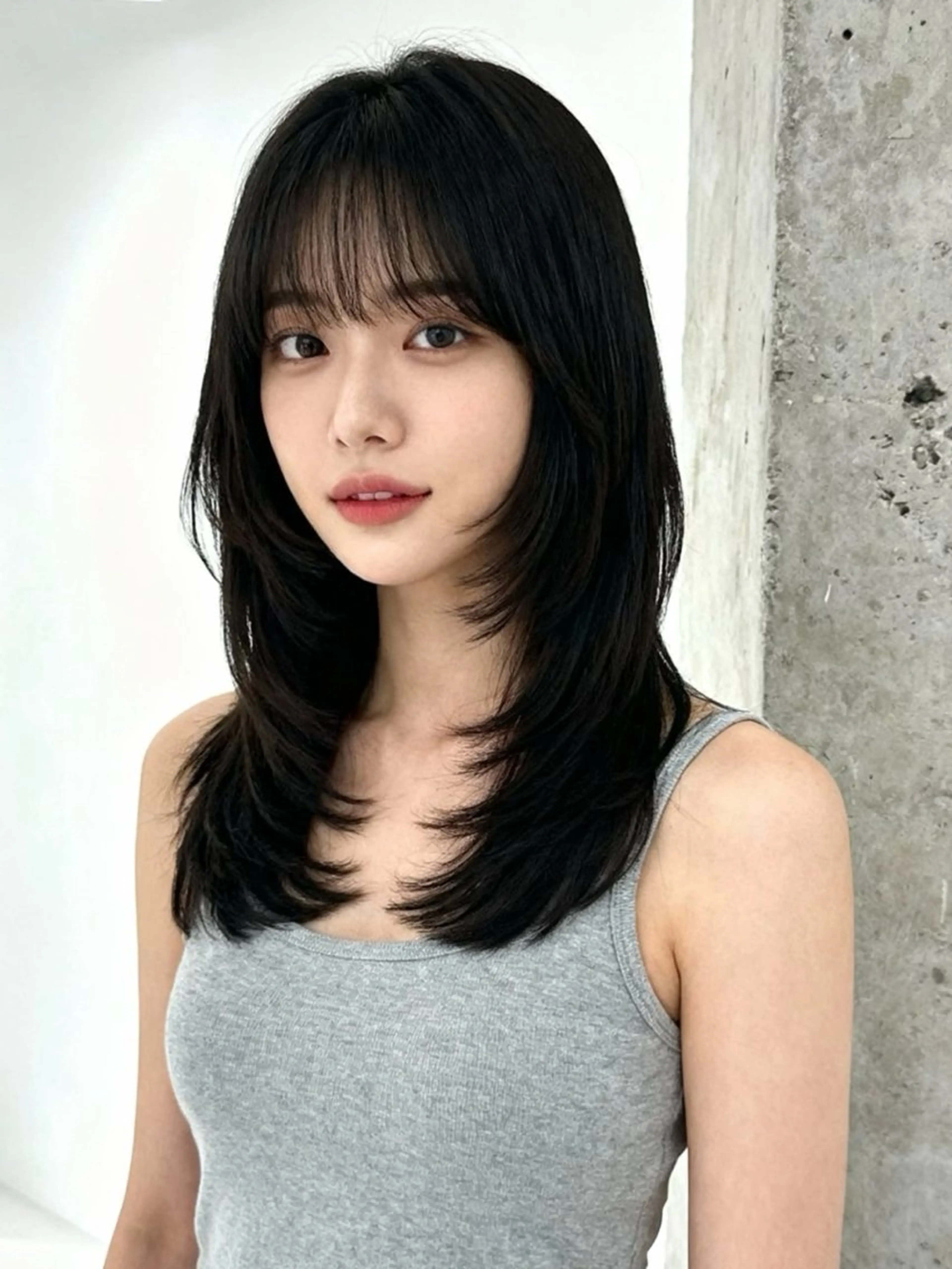 ミディアム カラー ミディアムレイヤー アディクシーカラー 透明感カラー くびれヘア 顔まわりレイヤー カット ヘアカラー トリートメント 韓国レイヤーカット 🫧大阪梅田レイヤーのヘアスタイル