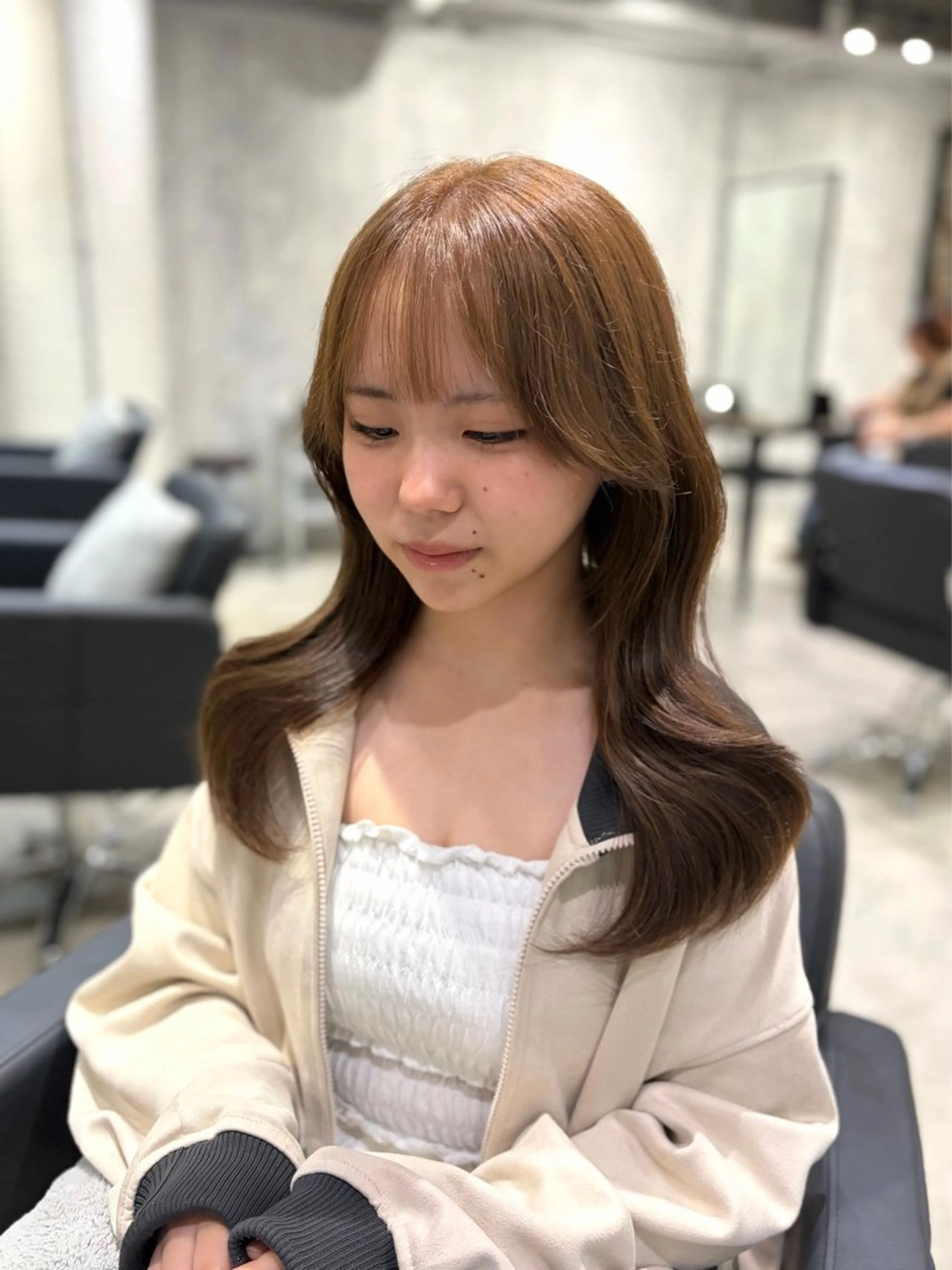 ロング カラー 透明感カラー カット ヘアカラー トリートメント shiori/透明感 /顔周り/髪質改善のヘアスタイル