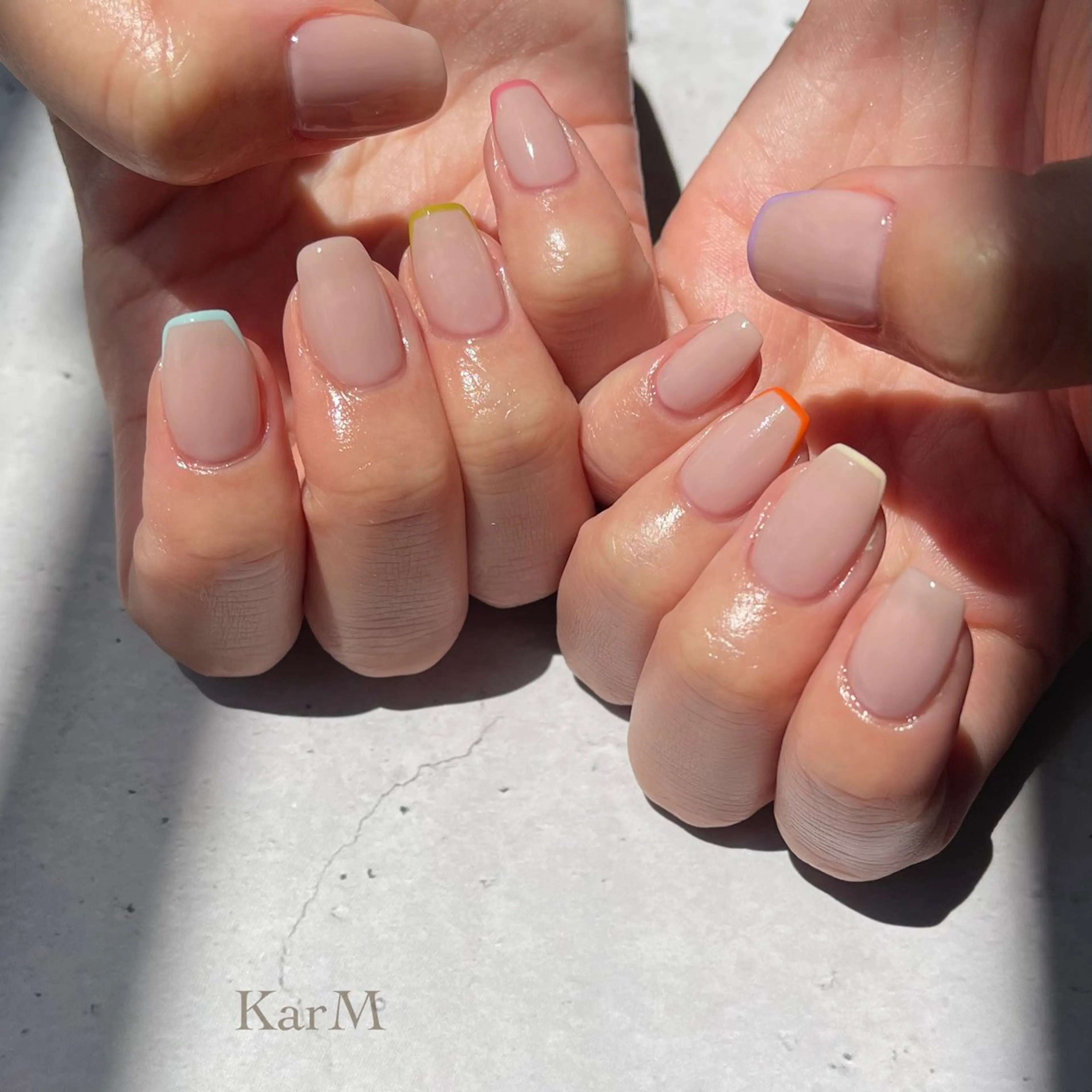 ネイル オーロラネイル チークネイル フットネイル フレンチネイル 氷ネイル・うるうるネイル ハンドネイル ogino karinのネイルデザイン