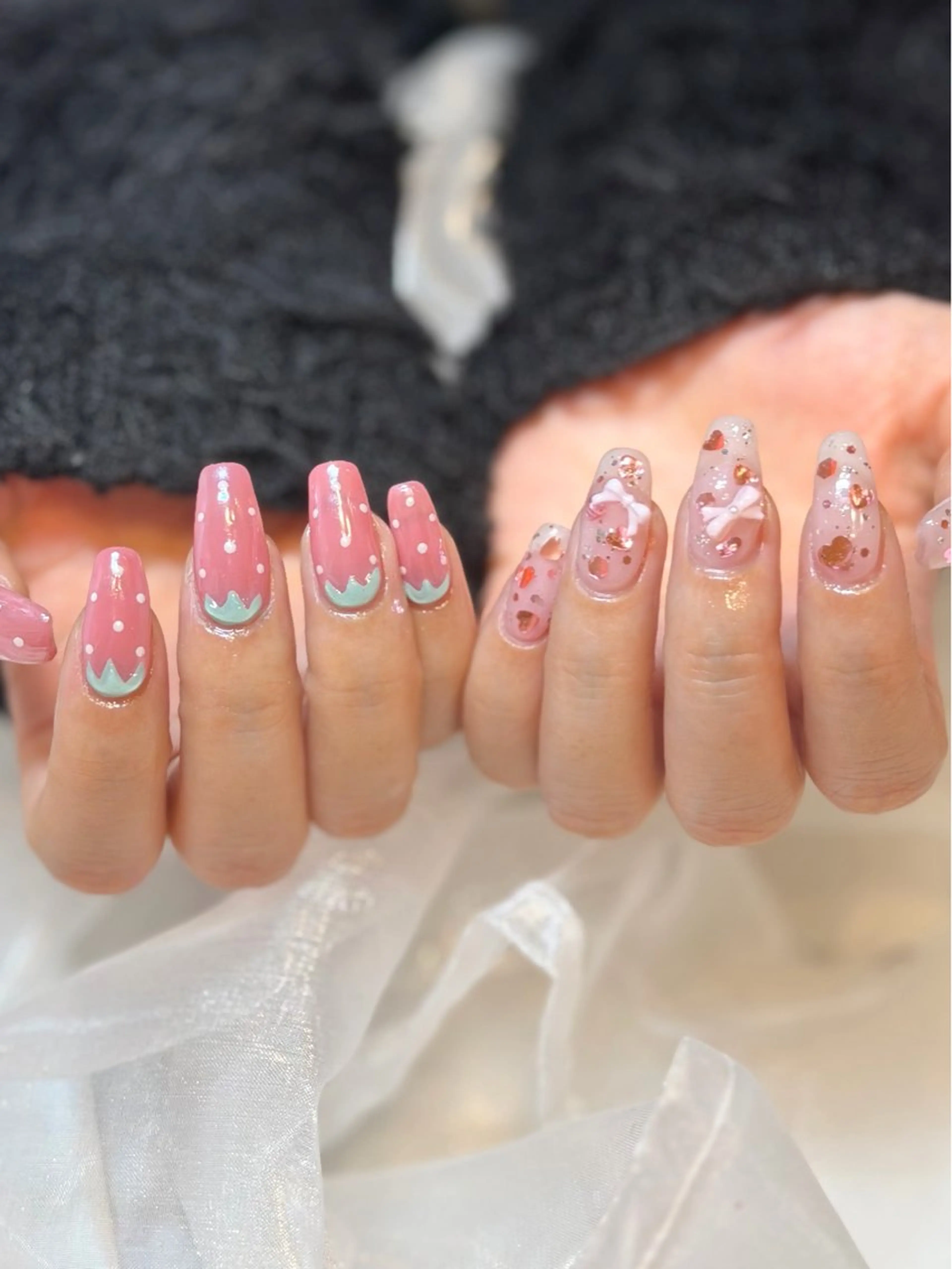 ネイル アートネイル 持ち込み nailsalon moe.所属・yume 大人ガーリーネイルのネイルデザイン