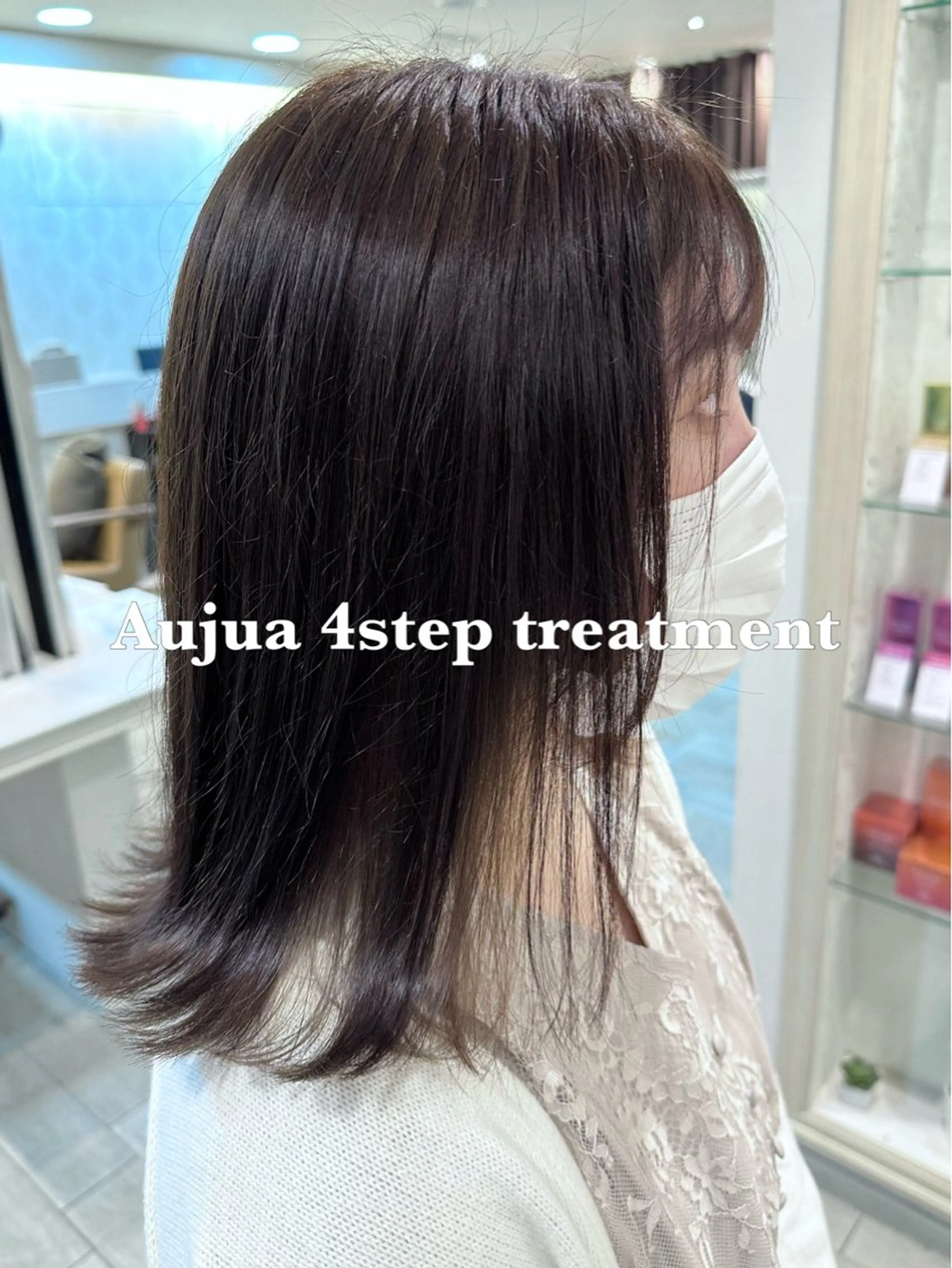 セミロング カラー ヘアアレンジ 黒髪 ブリーチ ダブルカラー ハイライトカラー インナーカラー 韓国ヘア/レイヤー 顔周りカット/ユキナのヘアスタイル