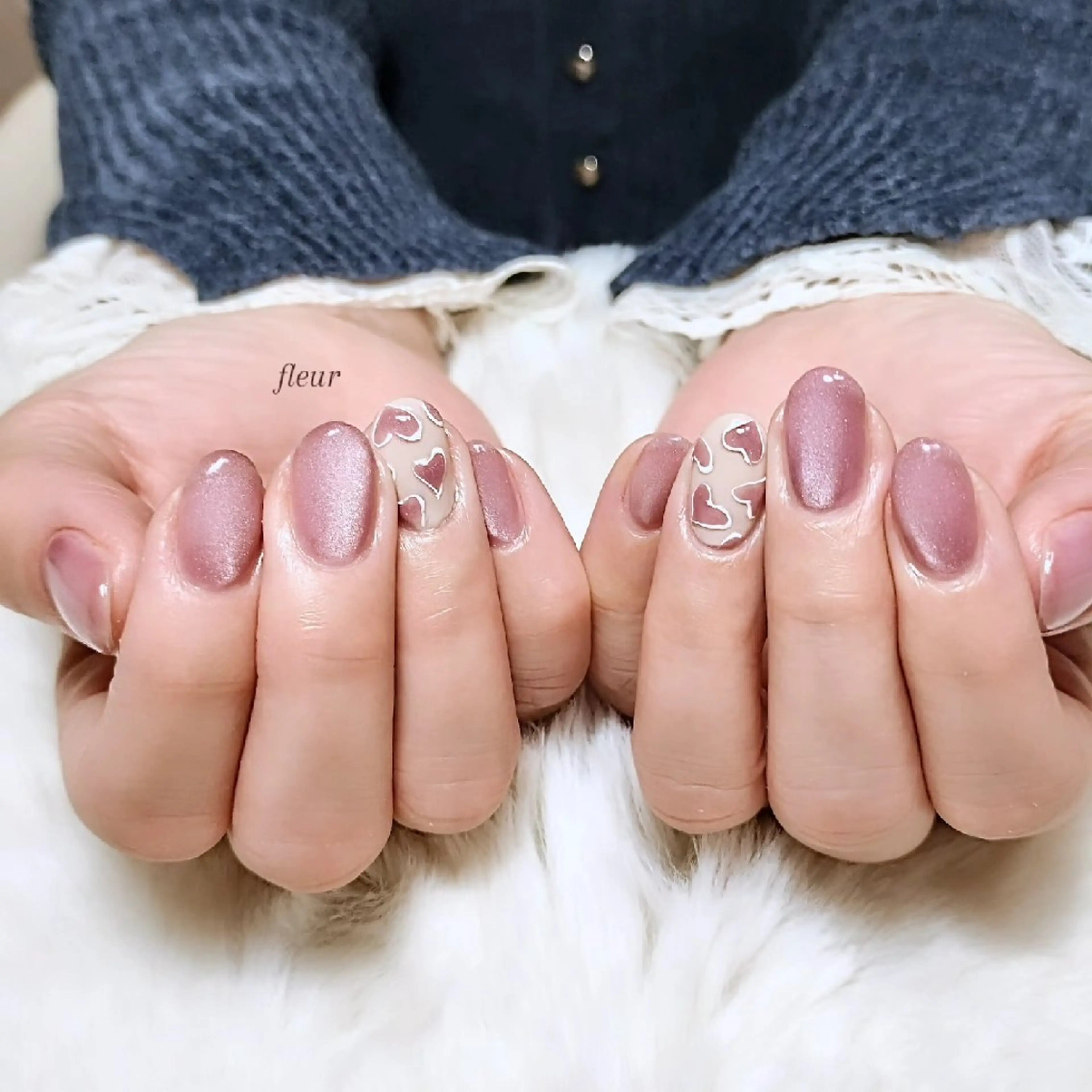 ネイル マグネットネイル ピンク バレンタイン megumi. sのネイルデザイン