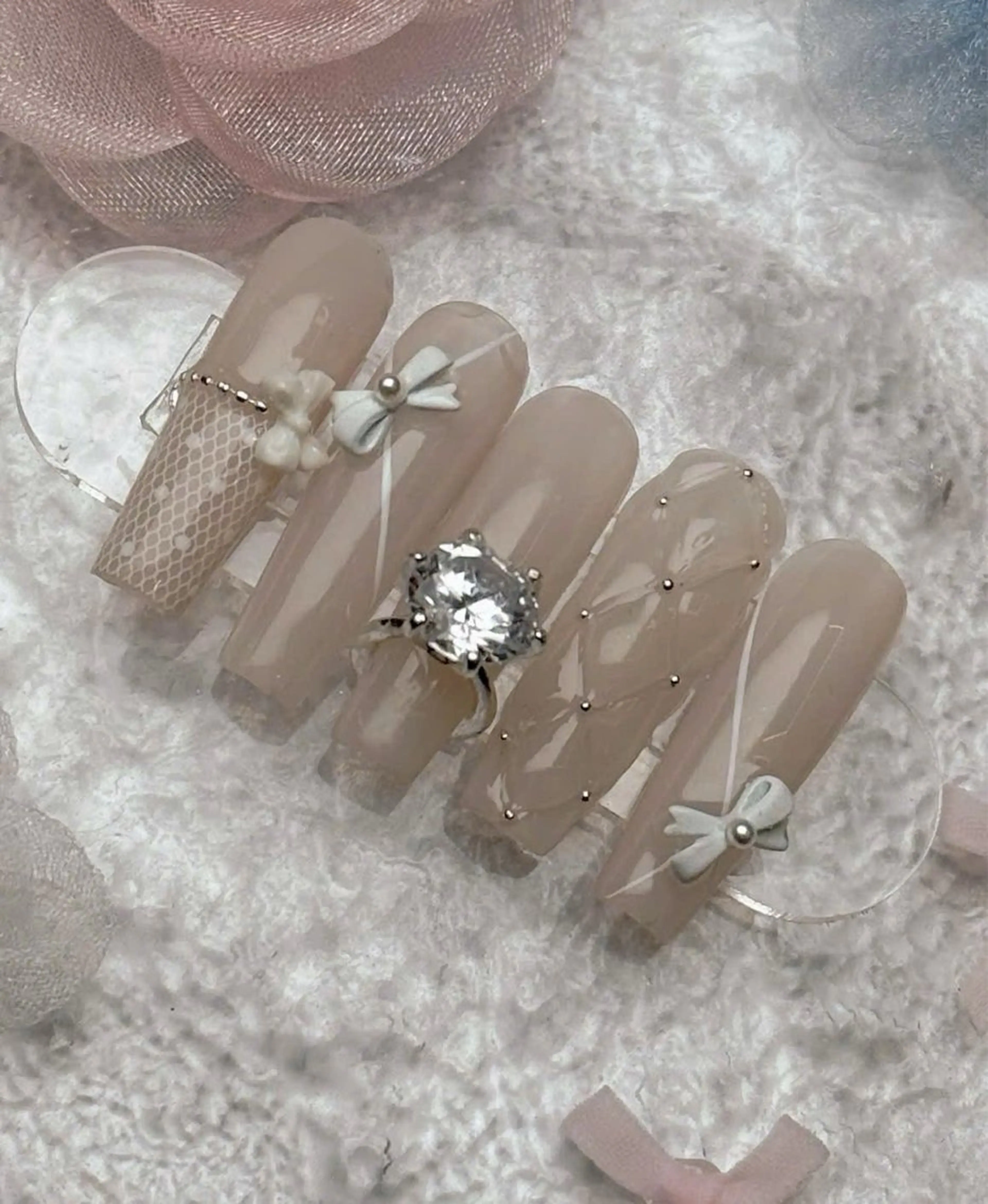 ネイル フレンチネイル キラキラネイル マグネットネイル ミラーネイル ニュアンスネイル Lina所属・MeiMei Nail モデル募集のネイルデザイン