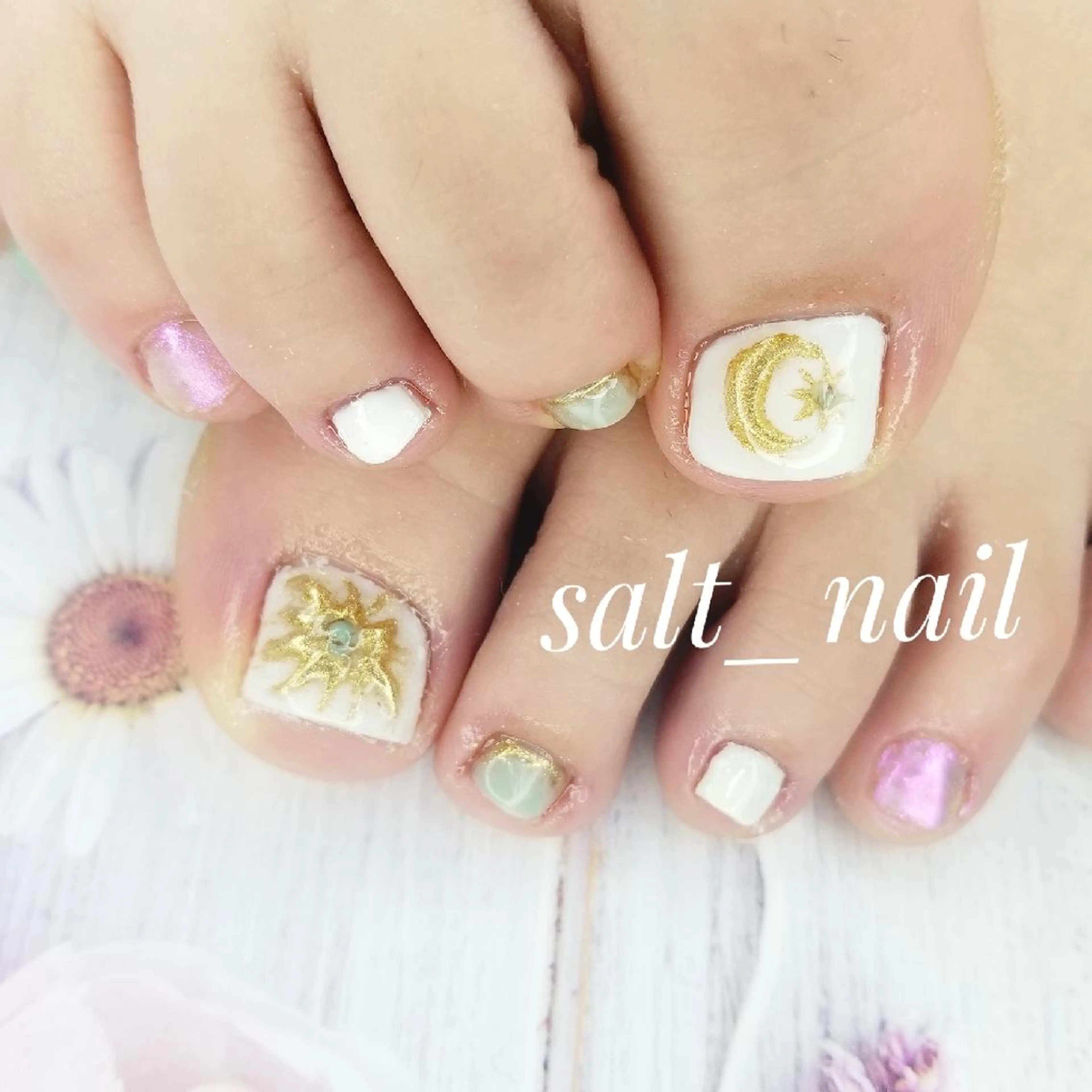 ネイル アートネイル ミラーネイル 夏ネイル 個人サロン saltnailのネイルデザイン