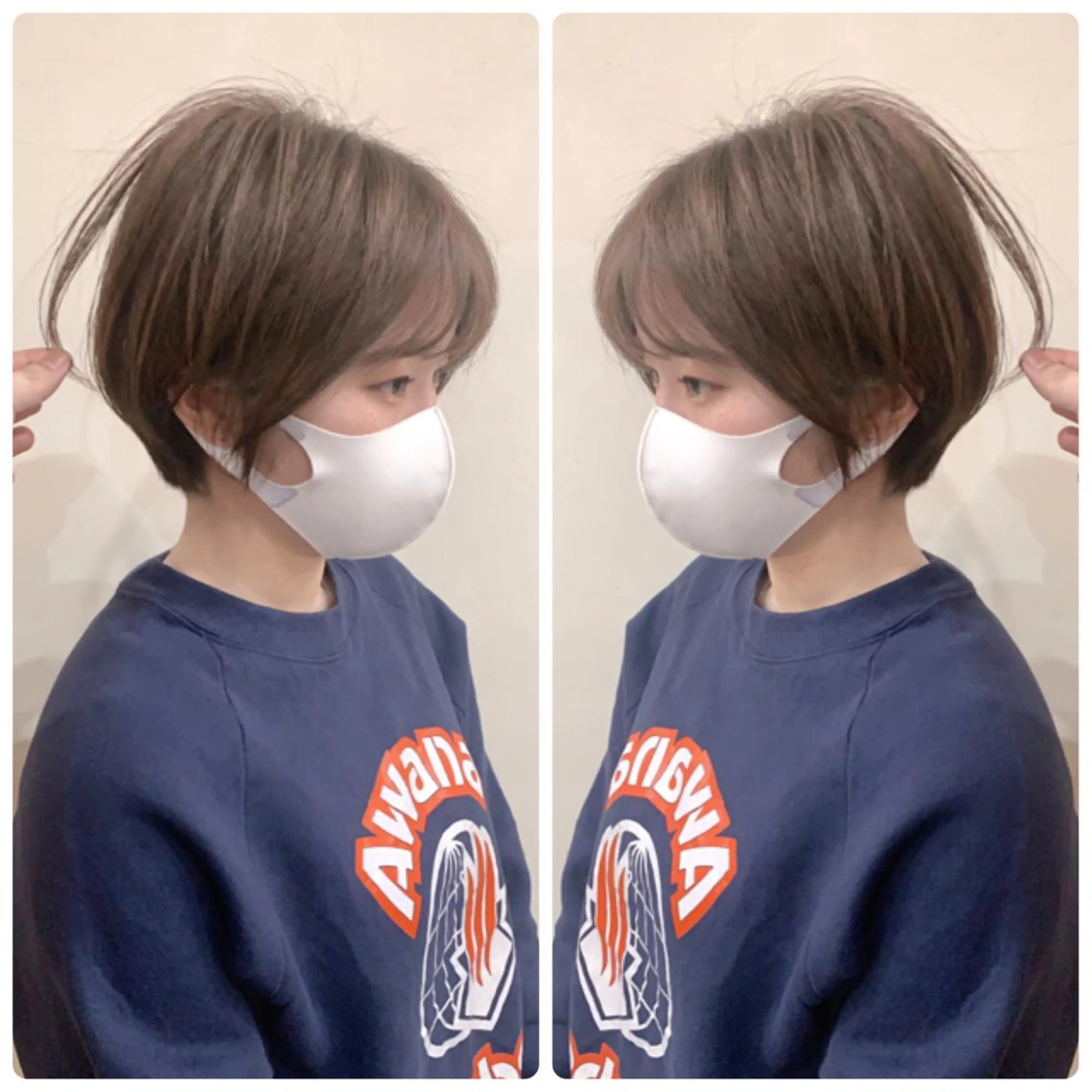 ショート カラー ショートボブ ハンサムショート 丸みショート ハイライトカラー ボブ カット ヘアカラー トリートメント 京都大人女性ショート 徒歩1分/秋山のヘアスタイル