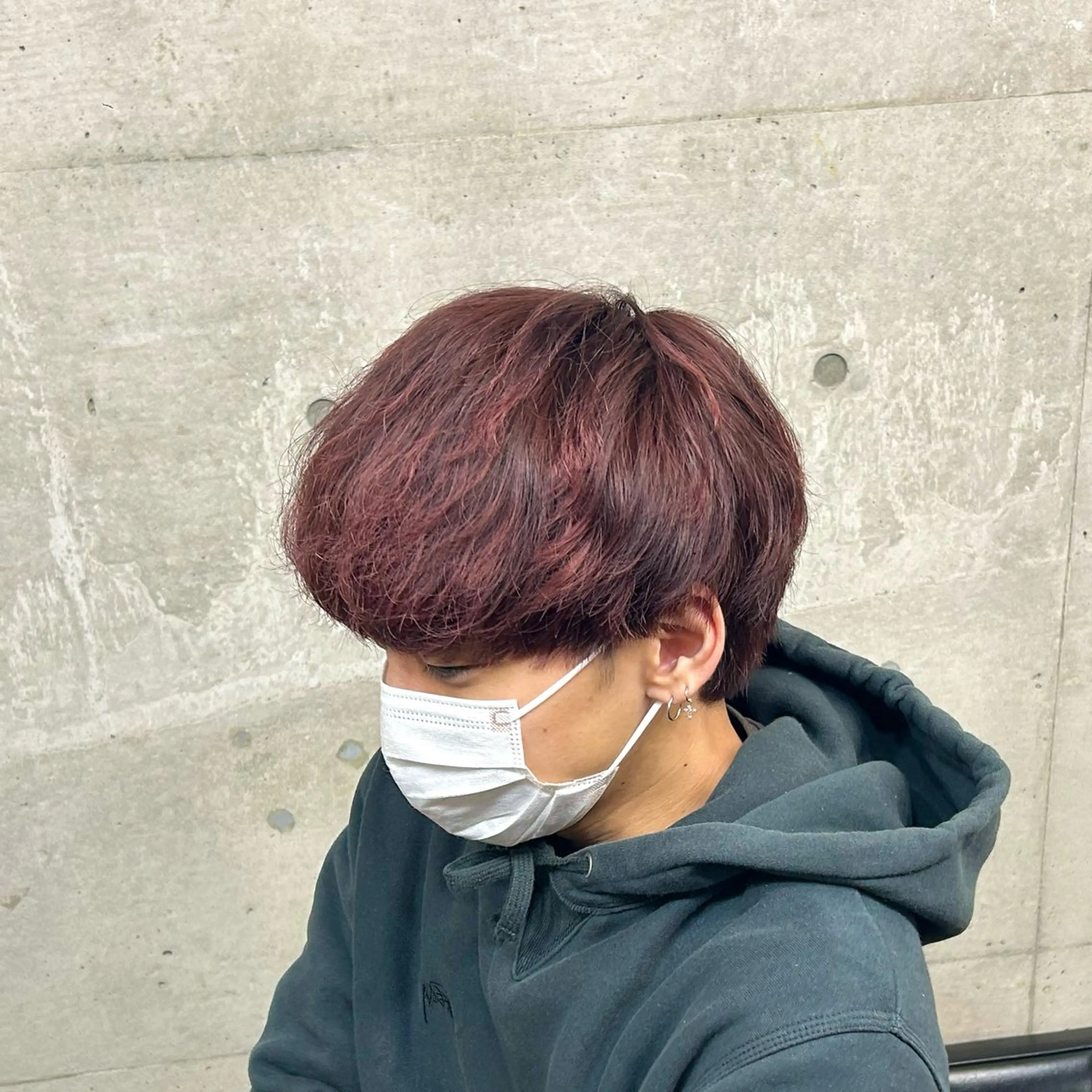 ミディアム カラー レッドカラー Rikito /メンズパーマのヘアスタイル