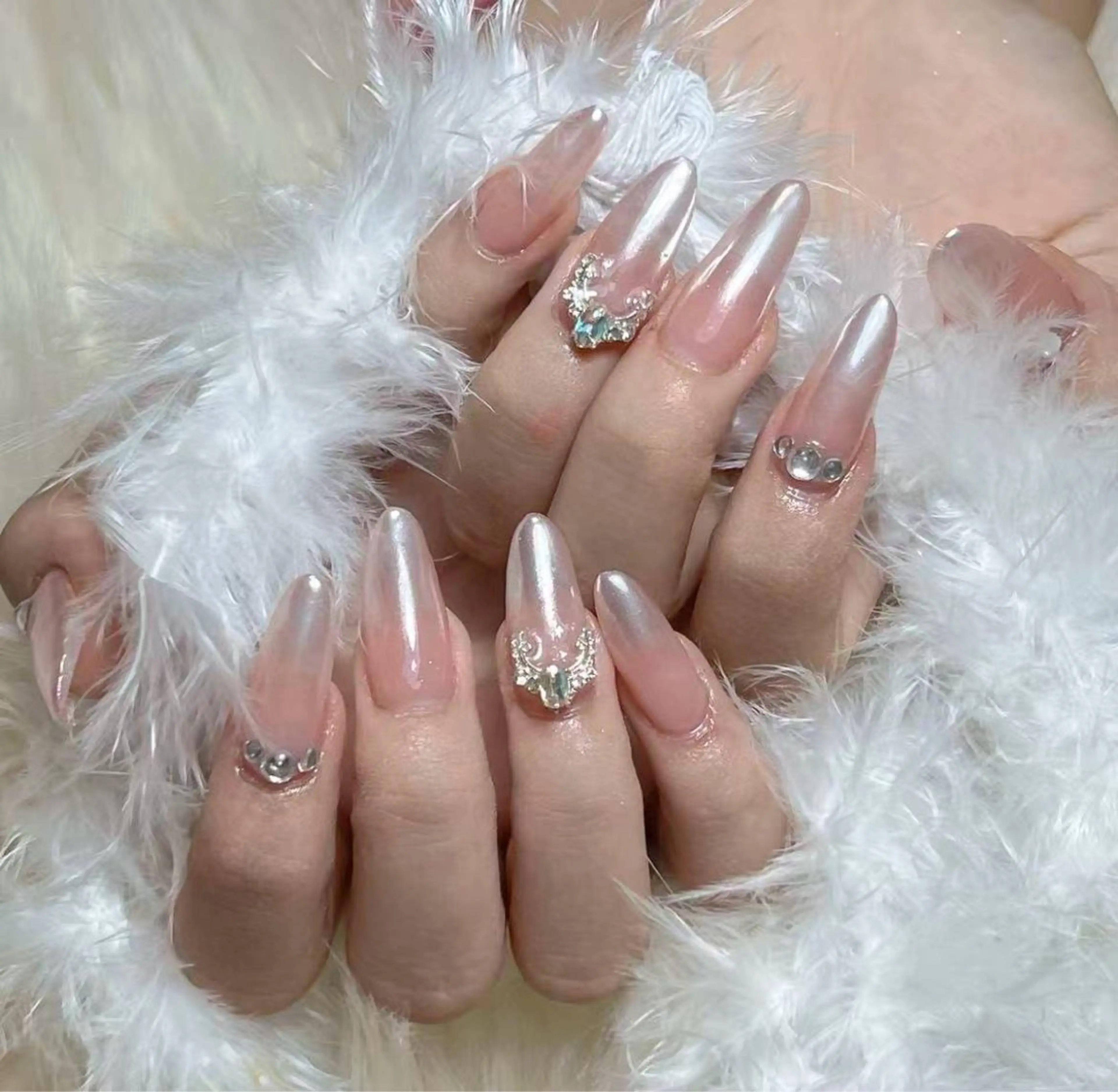 ネイル 長さ出し ミラーネイル ワンカラーネイル A NAのネイルデザイン