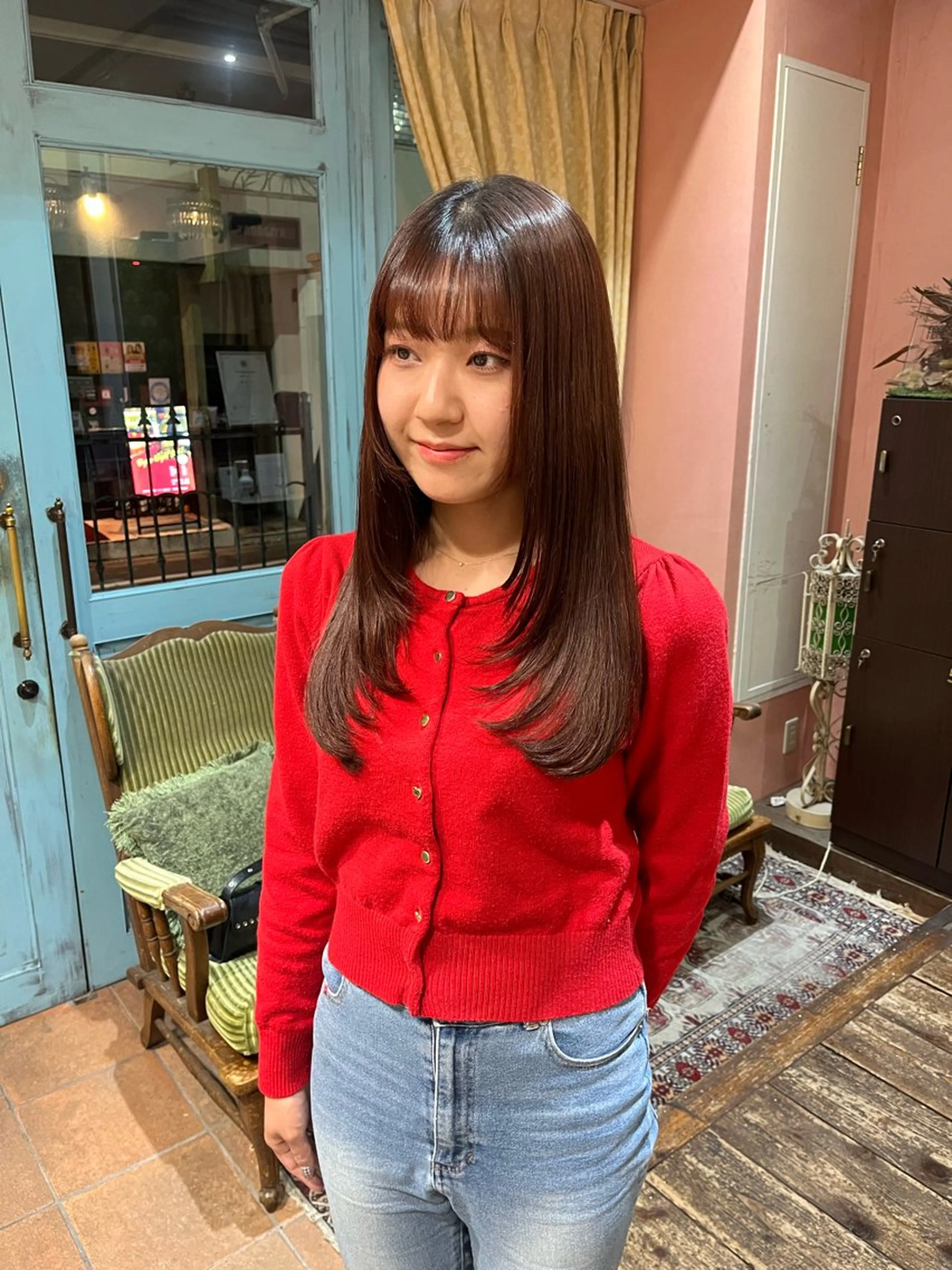 ロング カラー ブラウンカラー 顔まわりレイヤー 顔周りカット レイヤーカット rotika by Doll hair所属・RYOKA/ 透明感カラー/韓国風のヘアスタイル