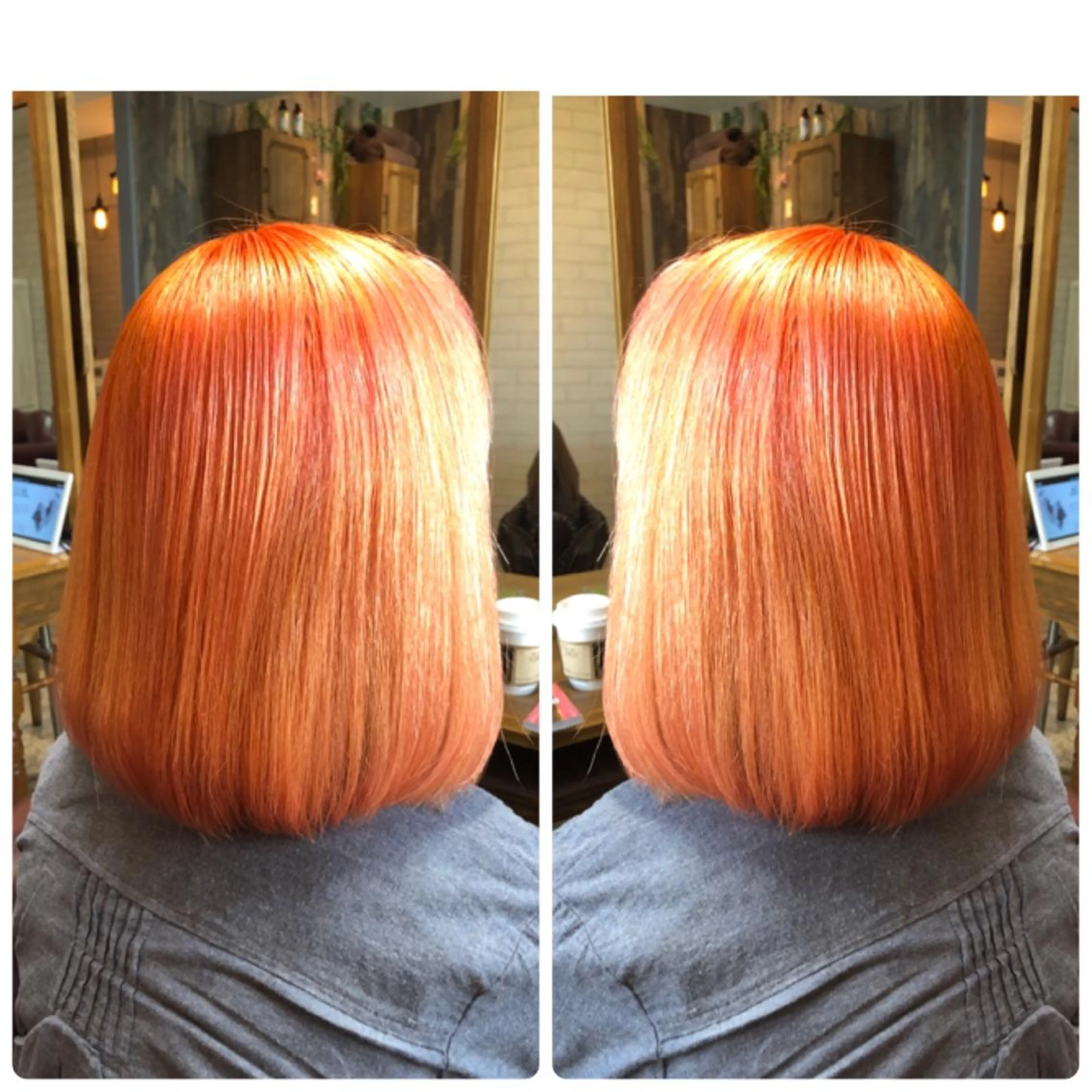 セミロング カラー ヘアカラー トリートメント みやもと まなみのヘアスタイル