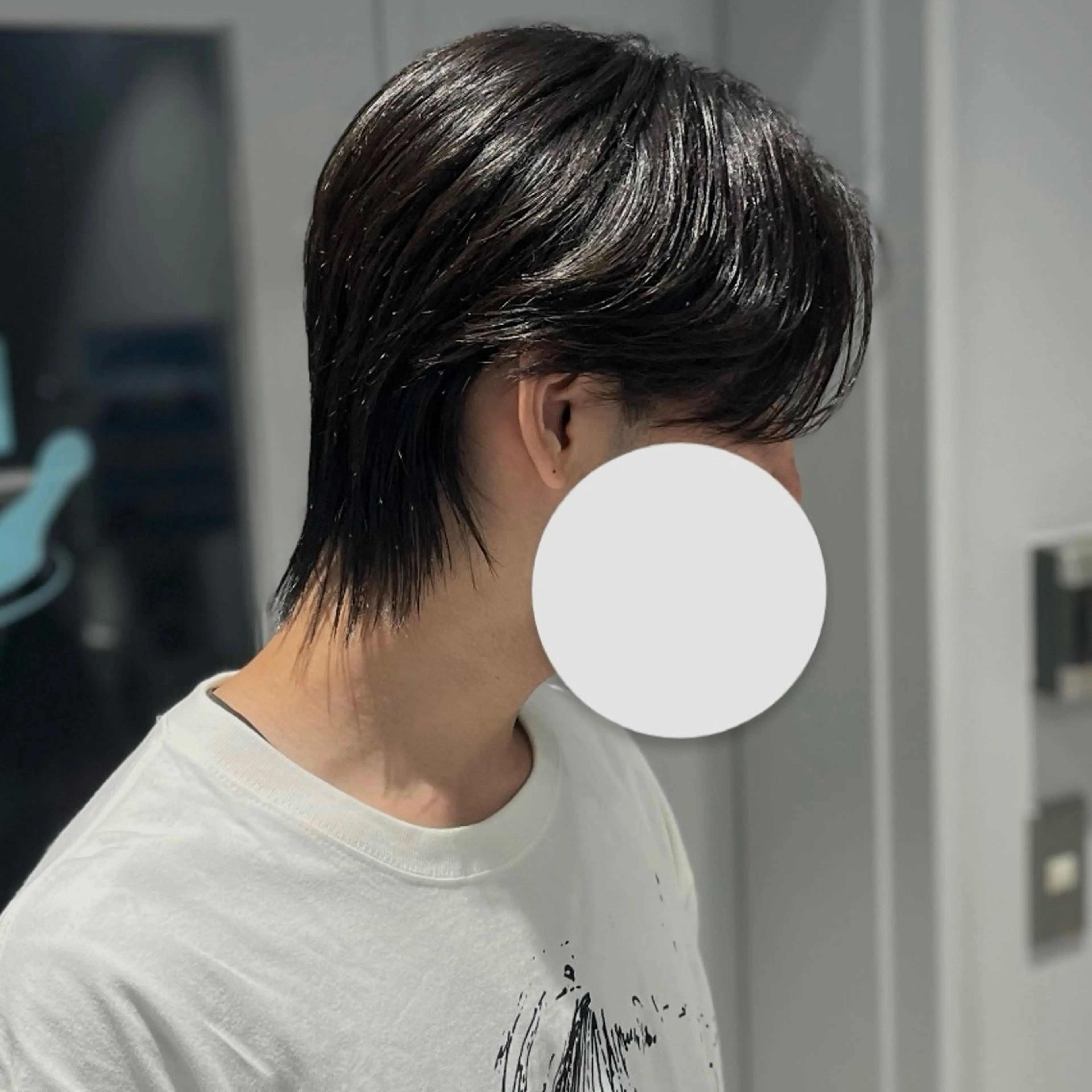 セミロング メンズ センターパート メンズウルフカット ウルフカット 無料カットモデル ユナのヘアスタイル