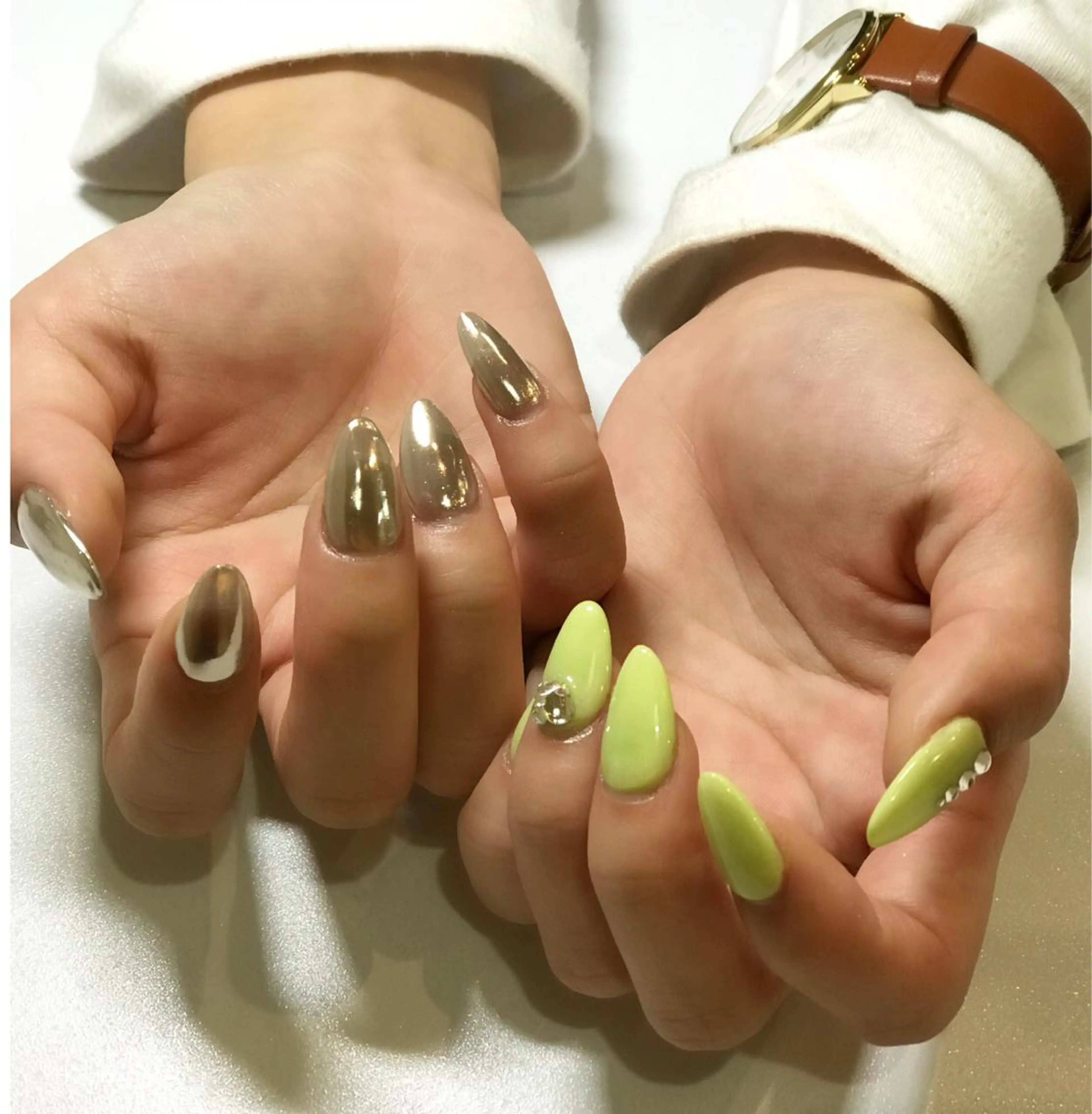 ネイル ミラーネイル スカルプネイル ハンドネイル Soeur ネイリストのネイルデザイン