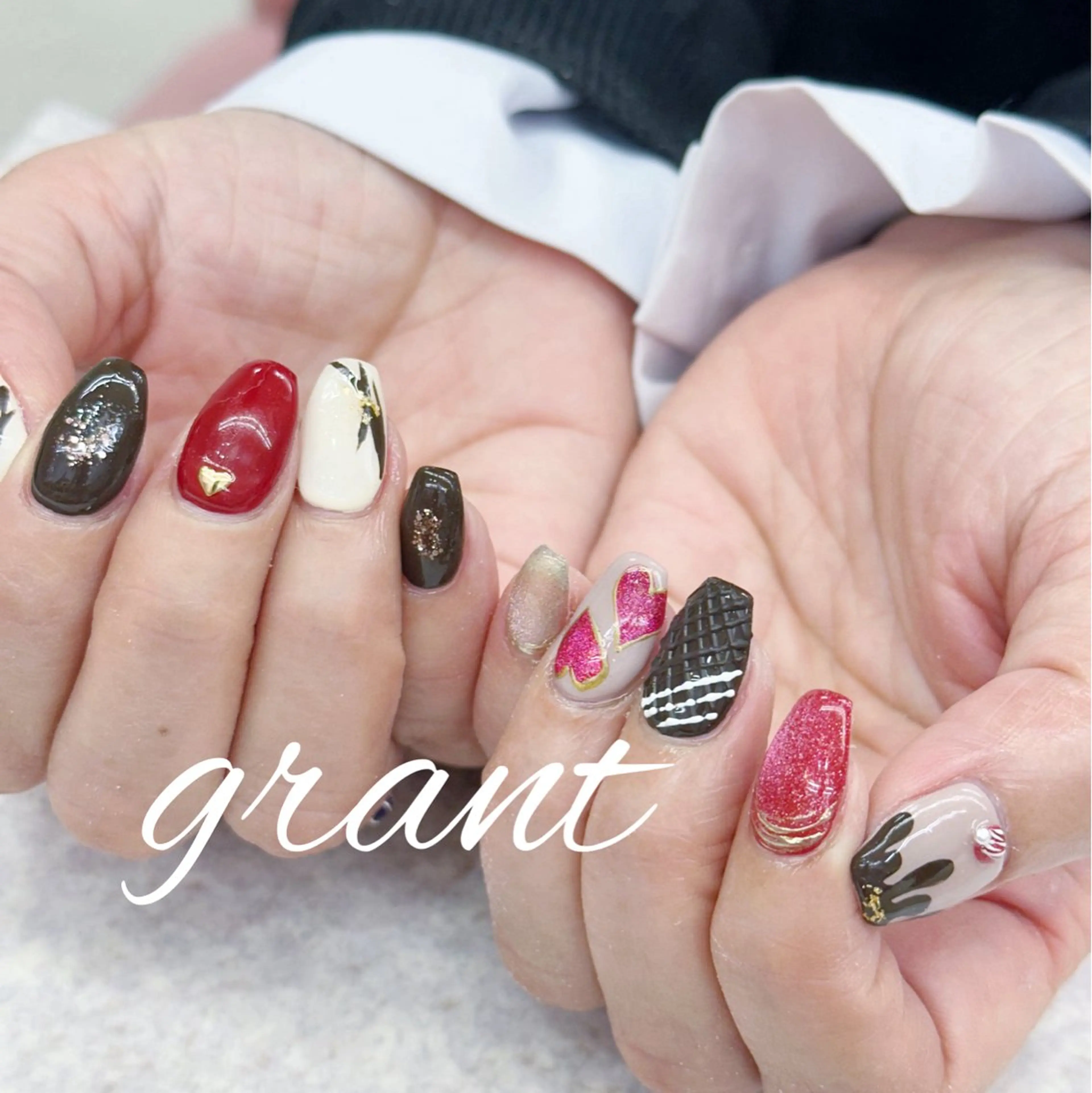 ネイル バレンタイン ハンドネイル nailsalon grantのネイルデザイン