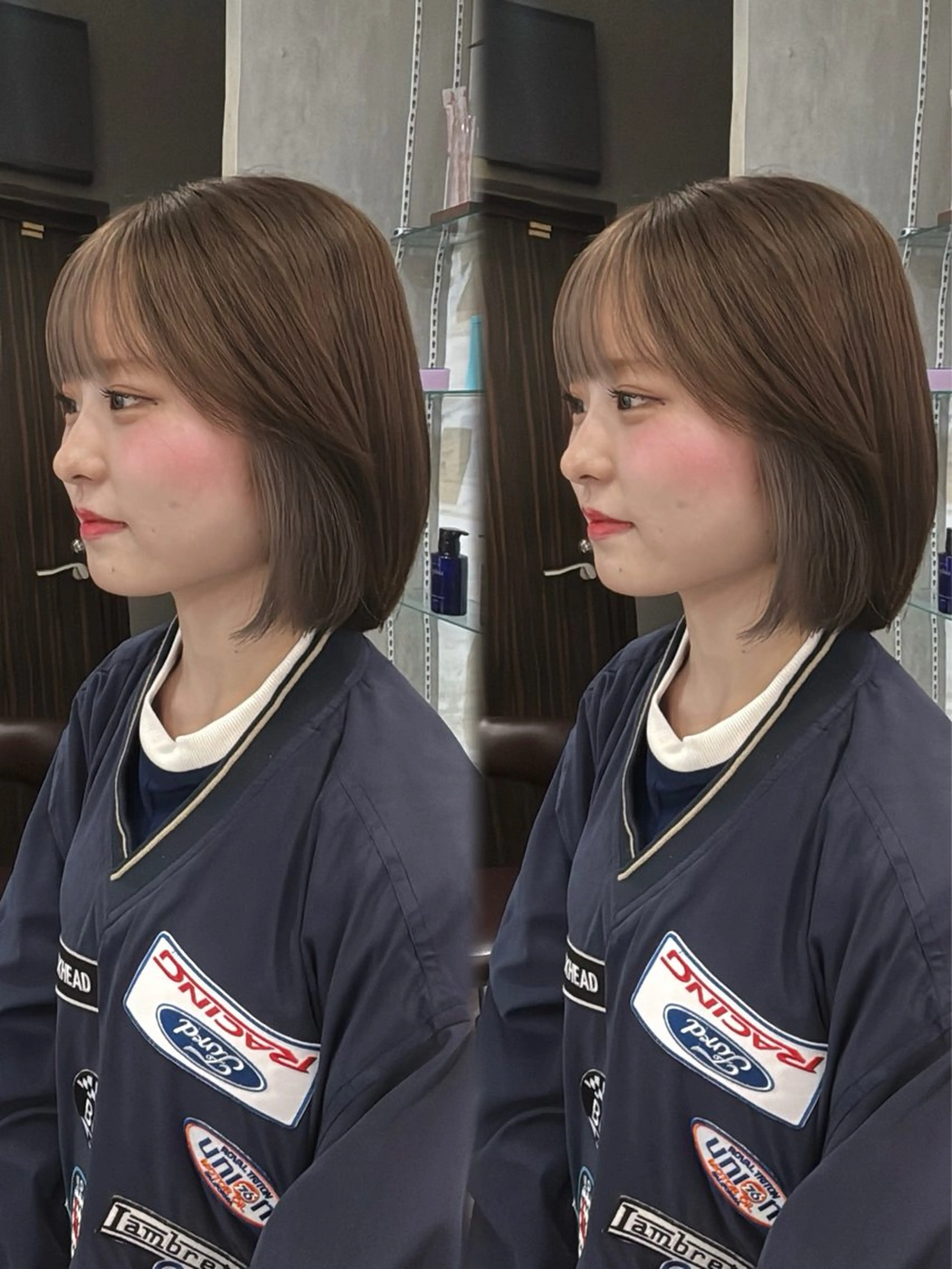 ミディアム ヘアカラー トリートメント ヘアセット 韓国ヘア/ブリーチ無 しWカラー/オリーブのヘアスタイル