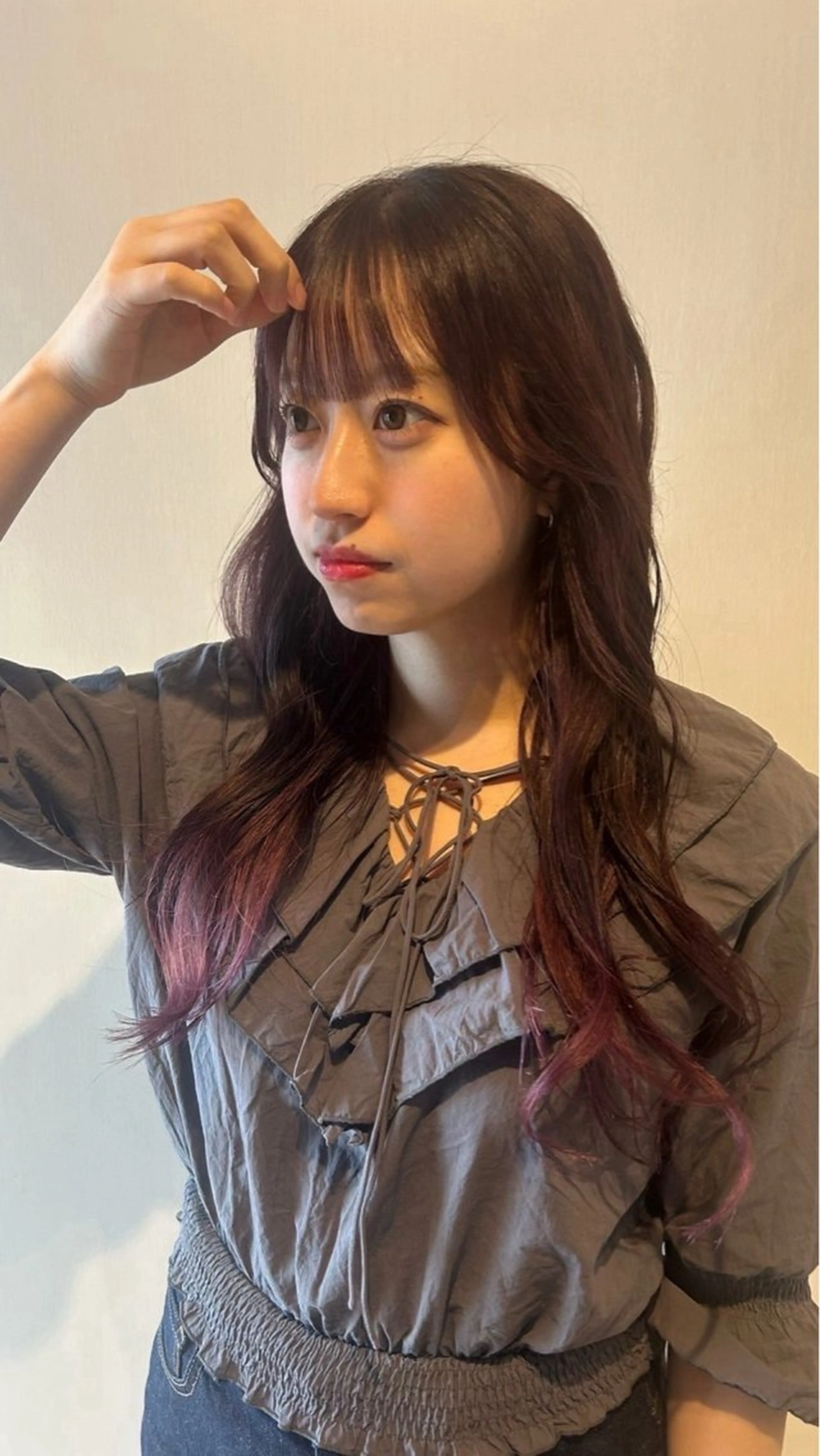 ロング カラー ブリーチ ラベンダーカラー ピンクカラー ピンクラベンダー 嶋田 和花のヘアスタイル