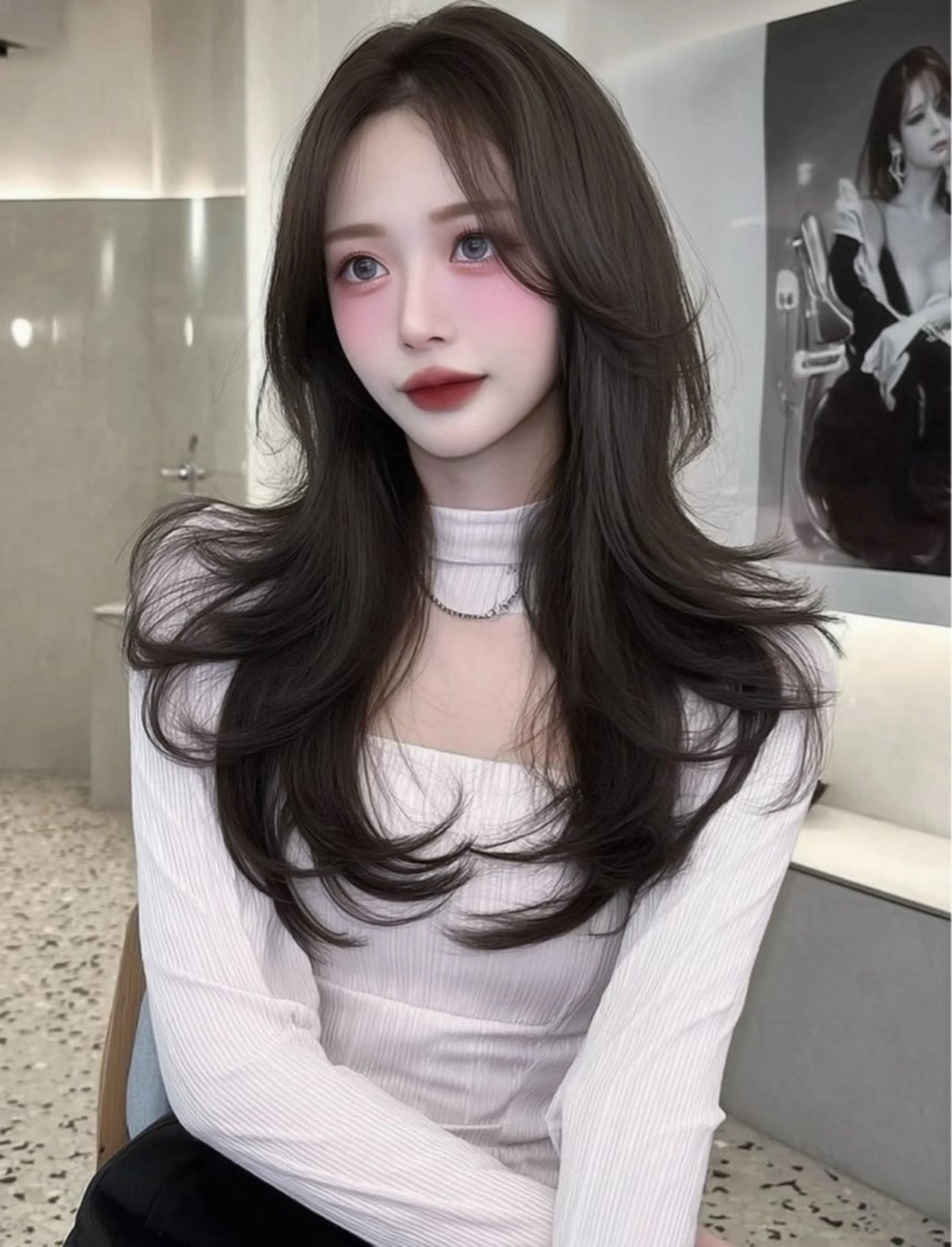 ロング カット ヘアカラー トリートメント mao🖤顔周り／ レイヤー／髪質改善のヘアスタイル