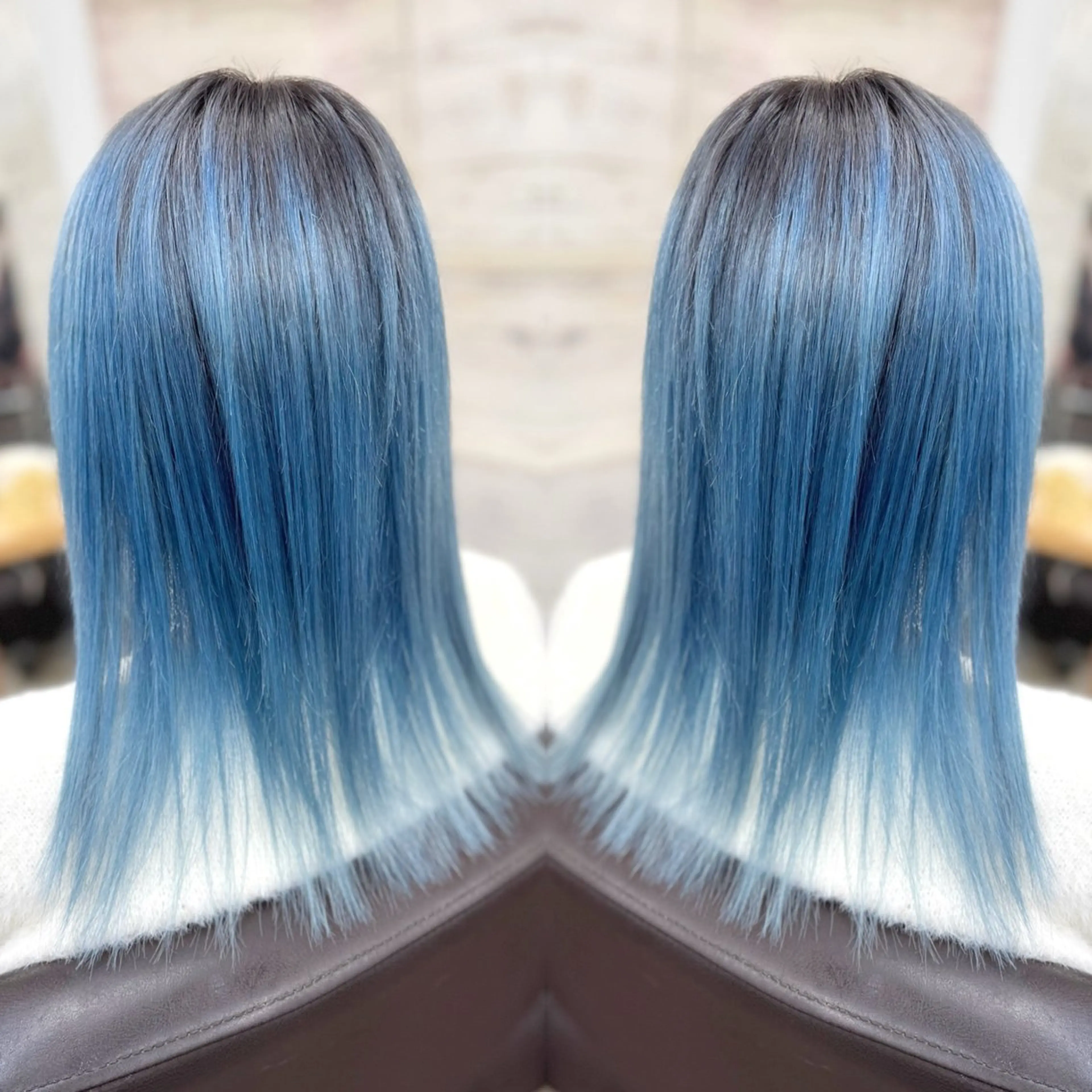 ミディアム カラー ヘアアレンジ ブリーチ ブロンド ブルーカラー ケアブリーチ グラデーションカラー ヘアカラー トリートメント 枝毛カット＆髪質改善 満足NO.1岡しゃんのヘアスタイル