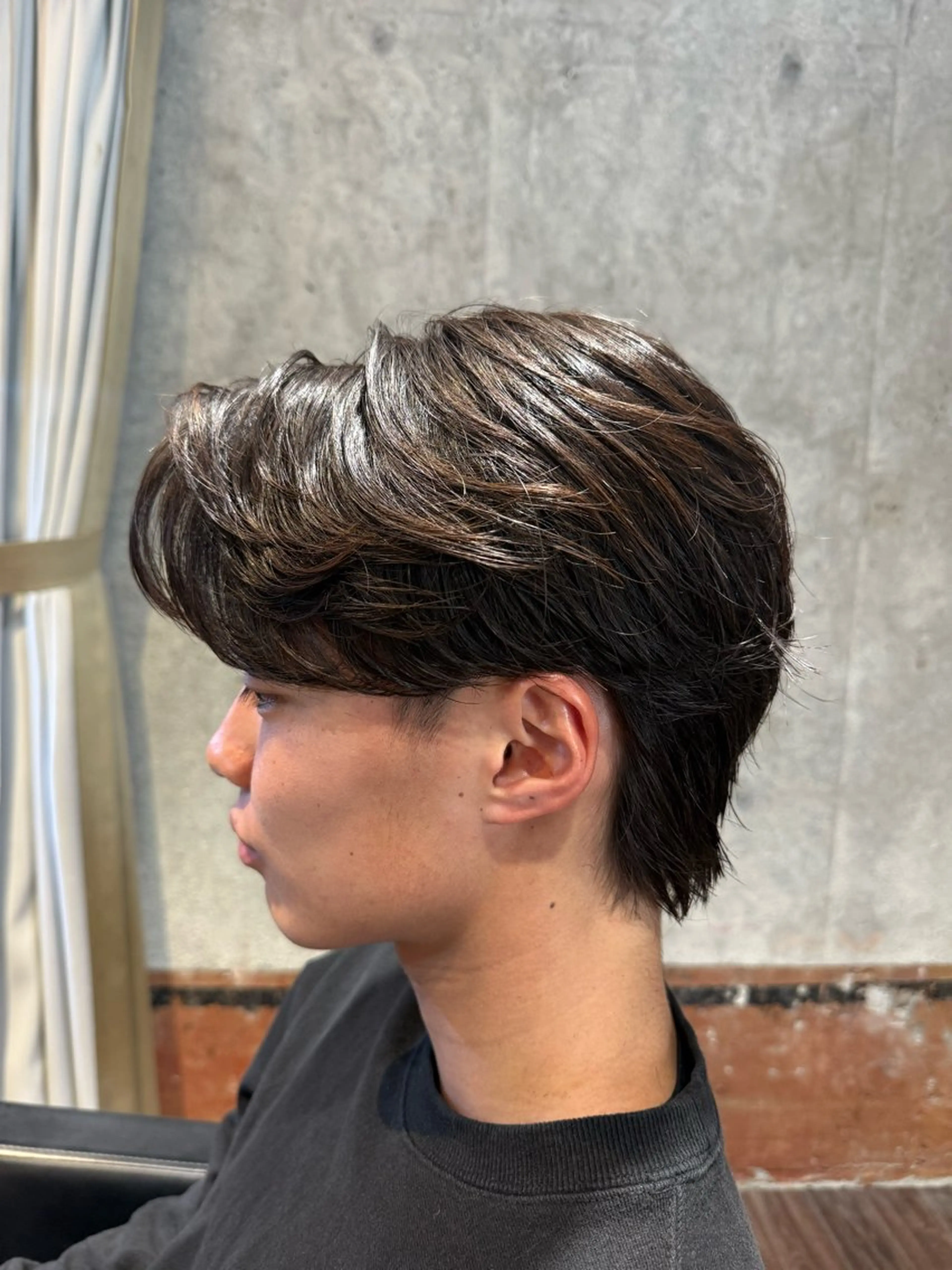 ショート パーマ メンズ センターパート メンズパーマ ニュアンスパーマ カット パーマ 縮毛矯正 メンズ/佐藤 恒輝のヘアスタイル