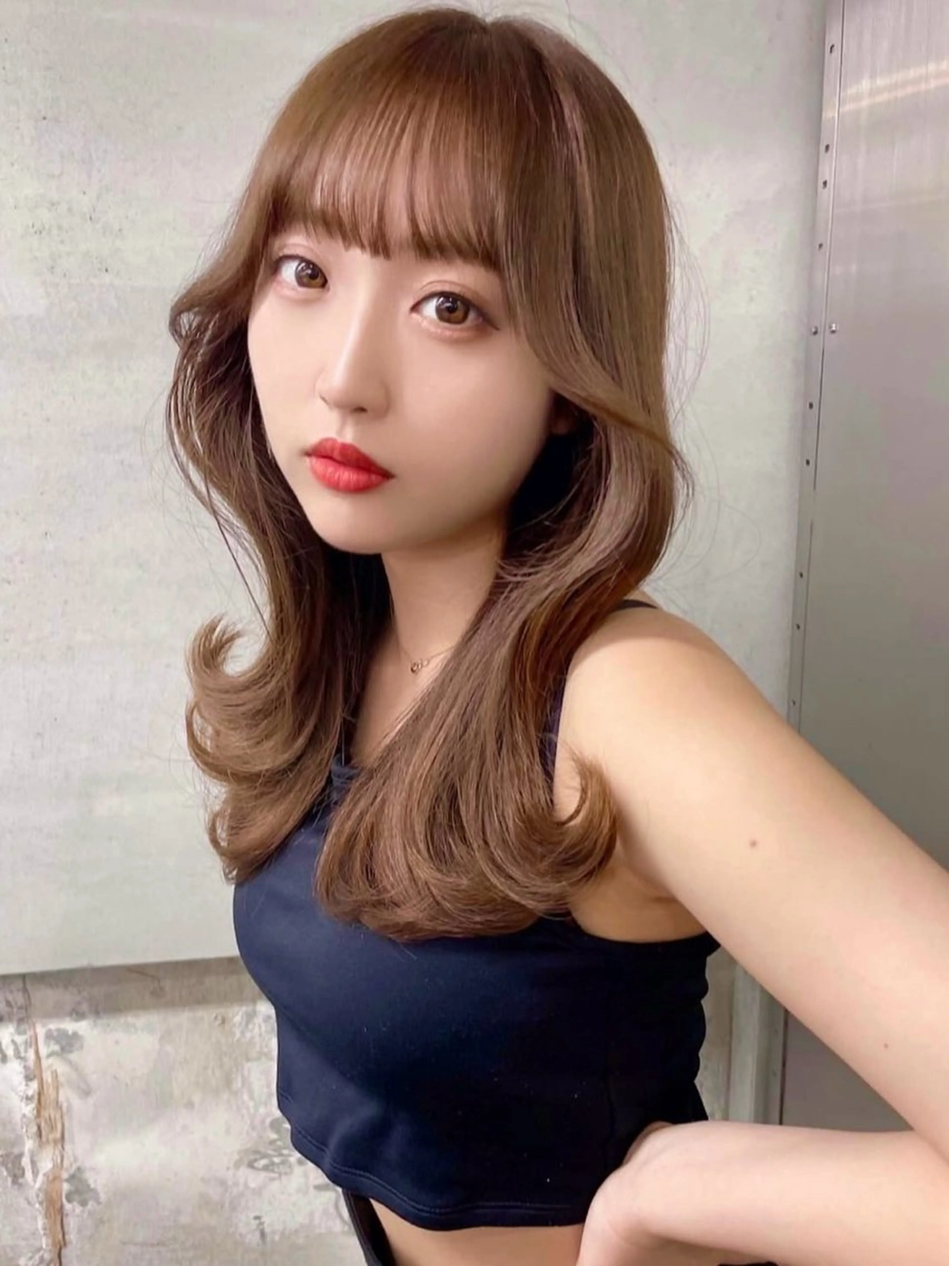 ミディアム カラー カット ヘアカラー トリートメント 興津/韓国レイヤー ダブルカラー美髪縮毛のヘアスタイル