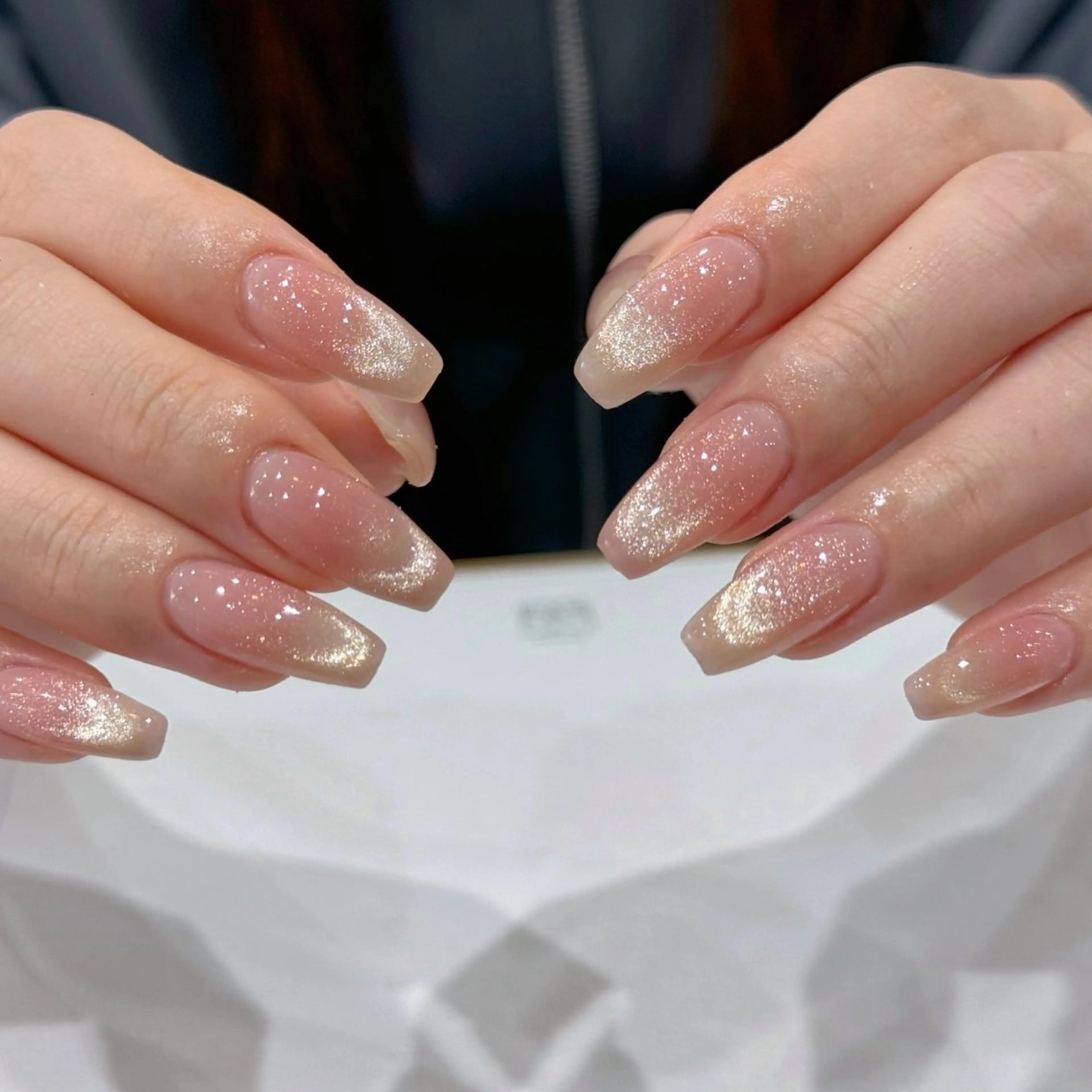 ネイル オーロラネイル ブルー チークネイル フットネイル フレンチネイル ハンドネイル GIN NAILのネイルデザイン