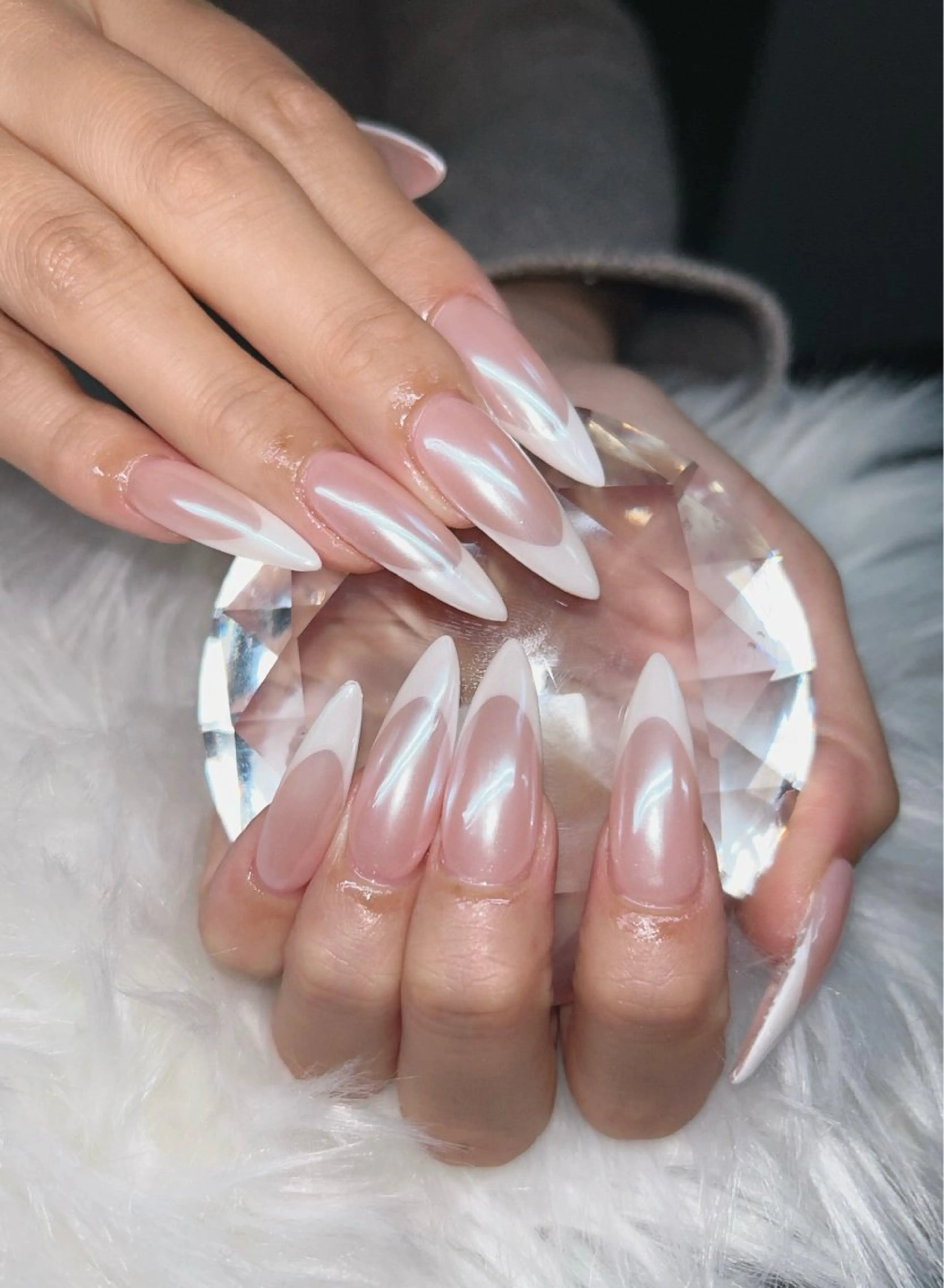 ネイル アートネイル オーロラネイル チークネイル 長さ出し フットネイル Chan nailsのネイルデザイン