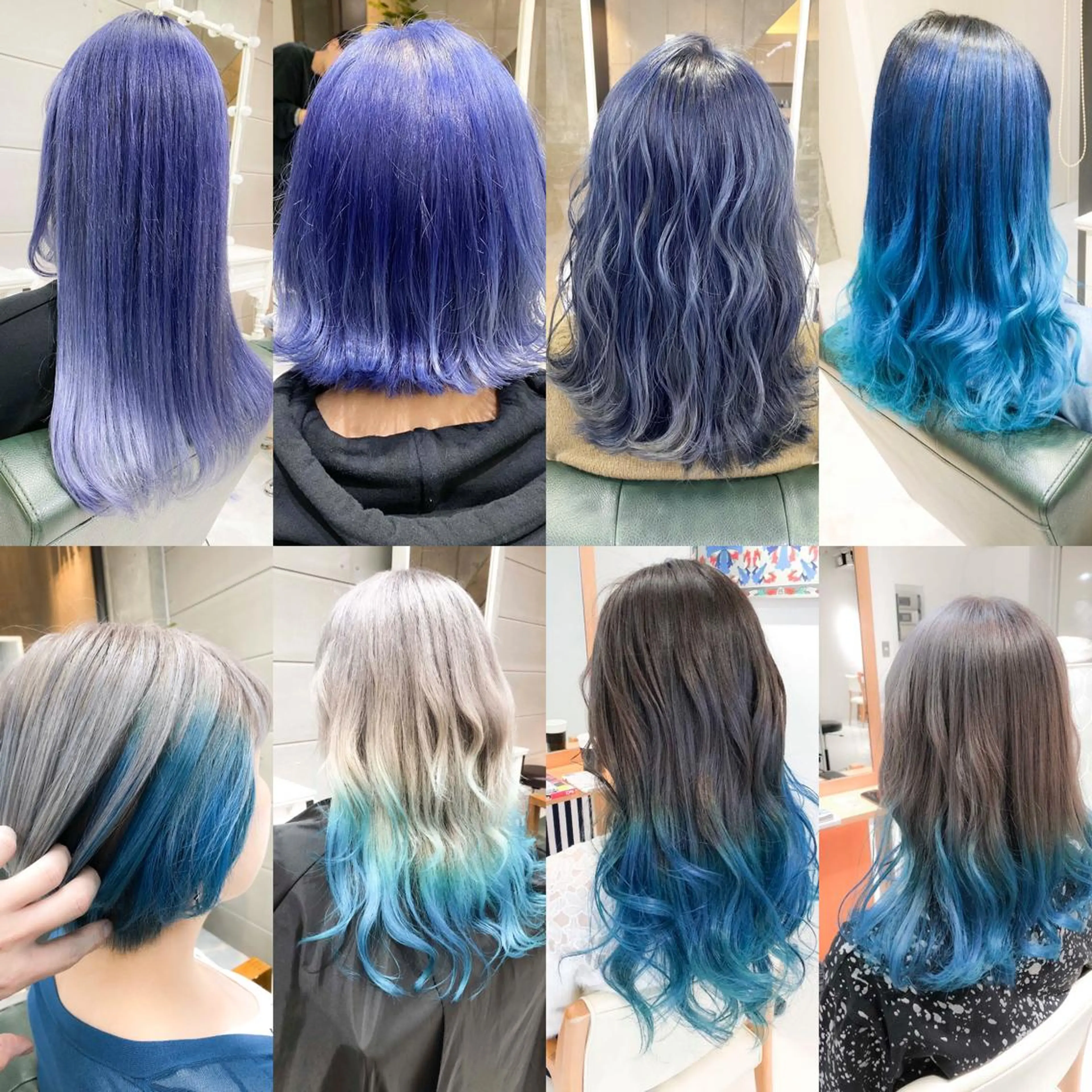 セミロング カラー ヘアアレンジ ブリーチ ブルーカラー 透明感カラー ネイビーカラー モテ髪透明感❤️ デイズヘアカラーのヘアスタイル
