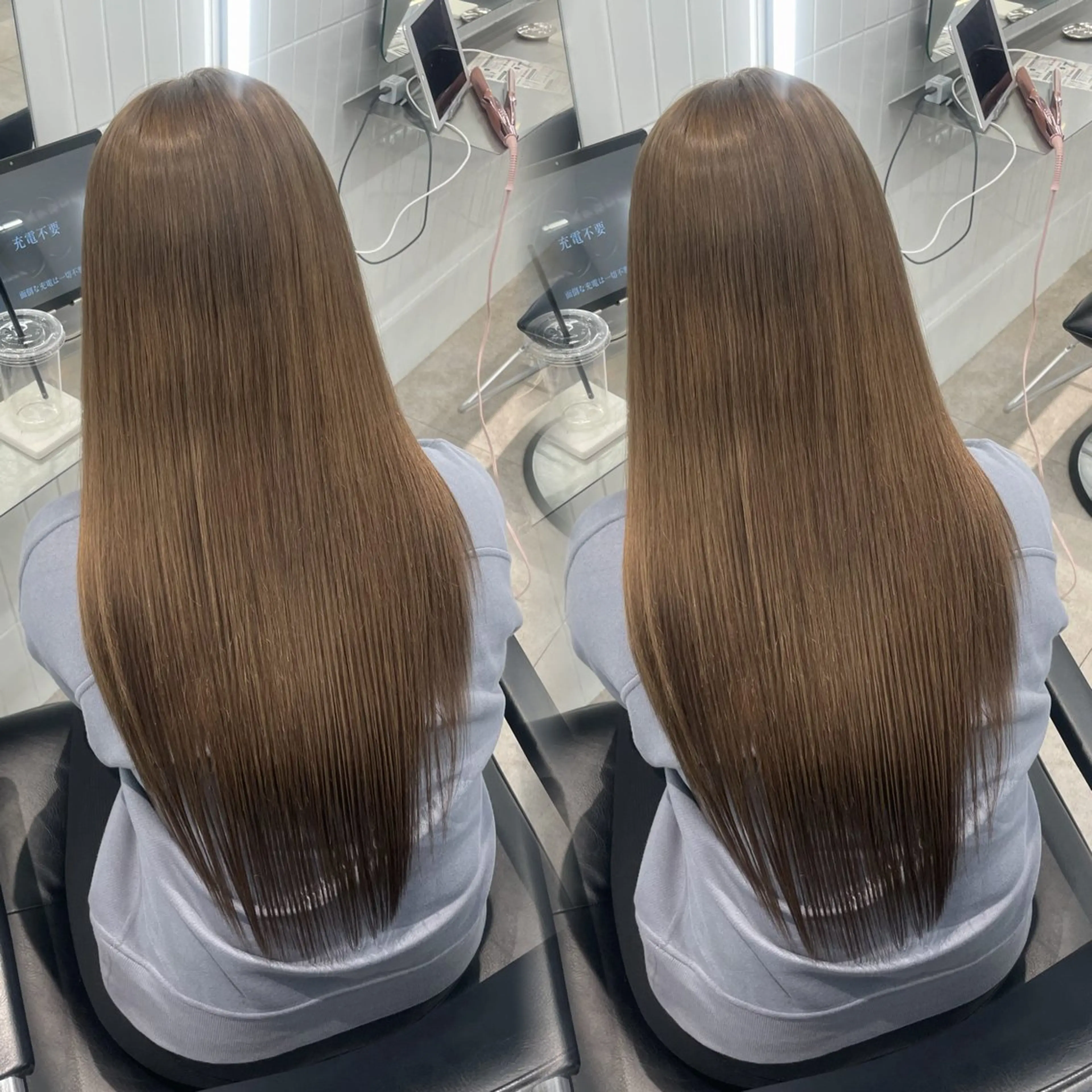 ロング カラー ベージュカラー オリーブベージュ ヘアカラー トリートメント 表参道/ハイライト バレイヤージュのヘアスタイル